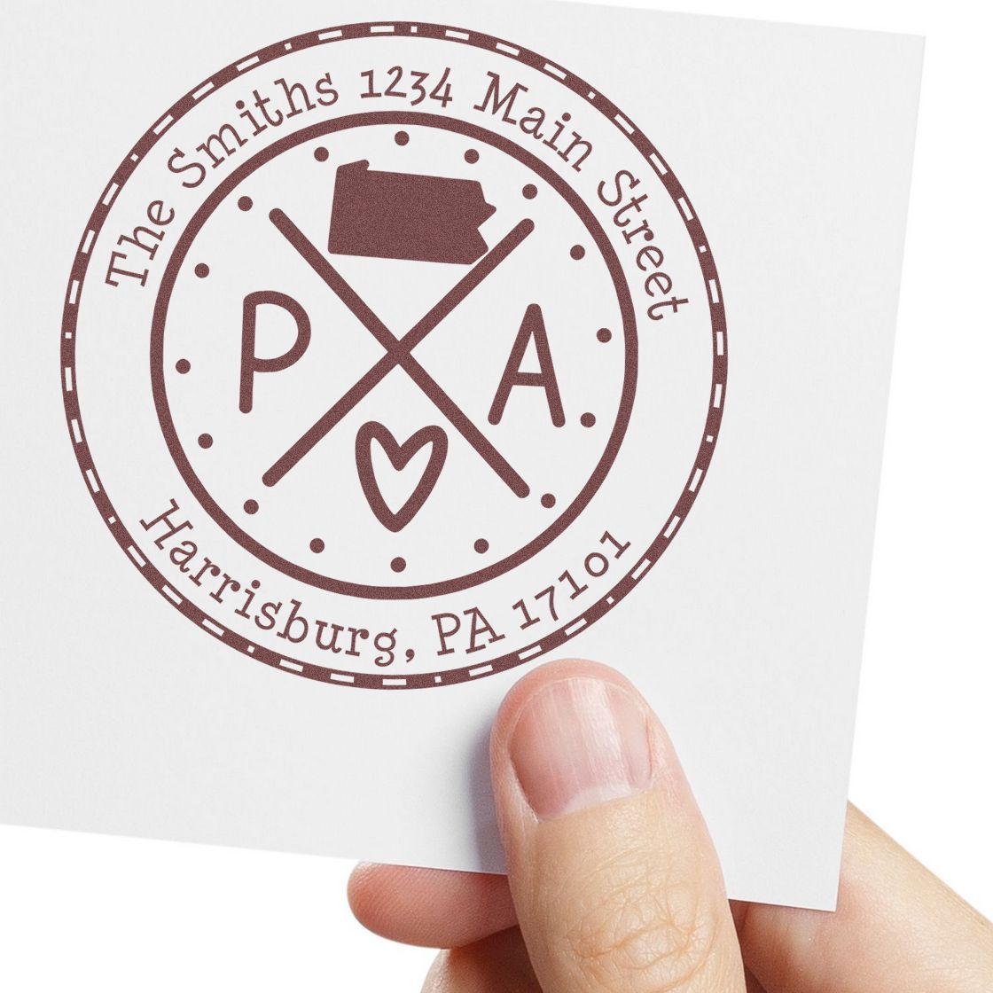 Wooden Handle Round Pennsylvania State Cross Custom-Made Home Address Stamp