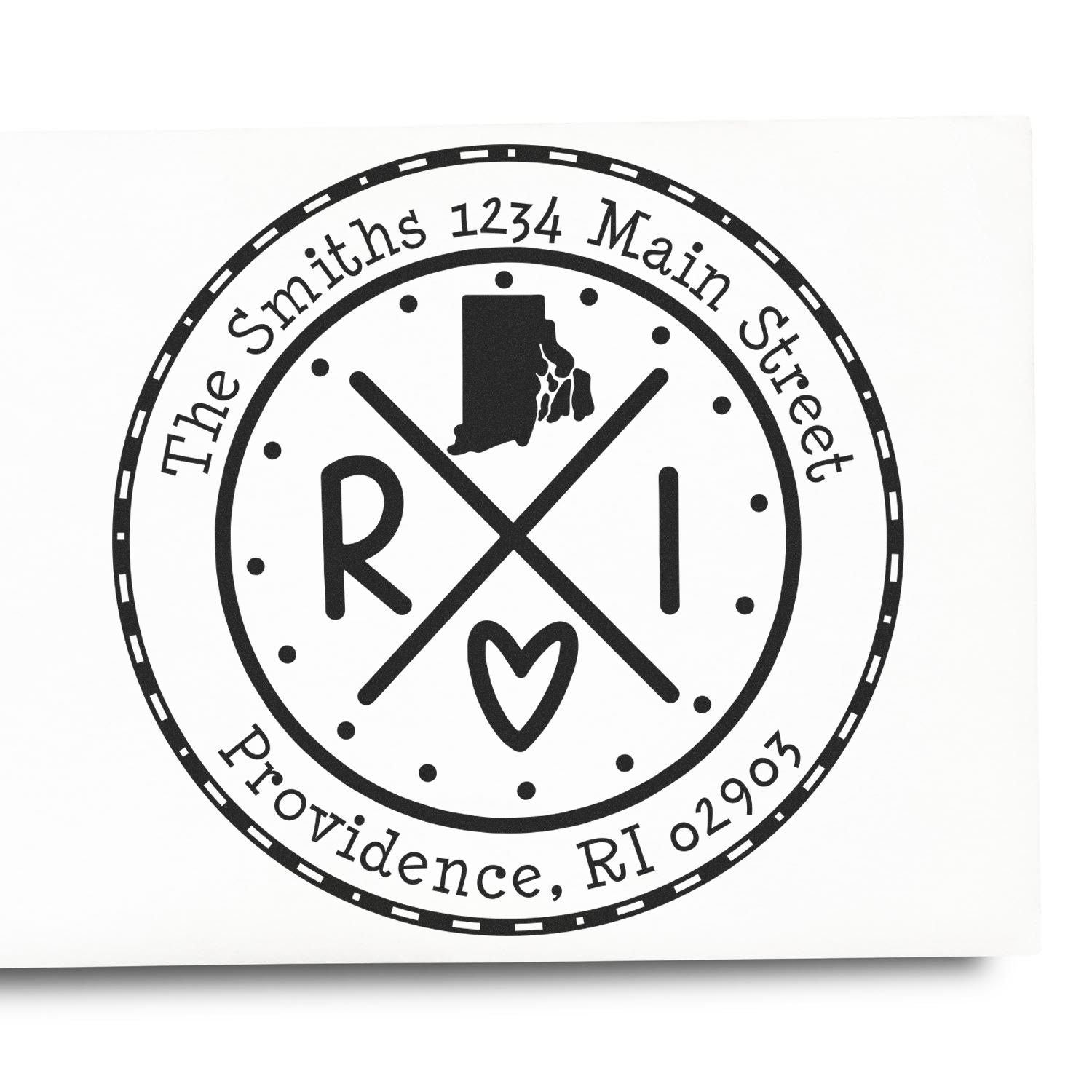 Round PSI Rhode Island State Cross Customizable New Address Pre-Inked Stamp