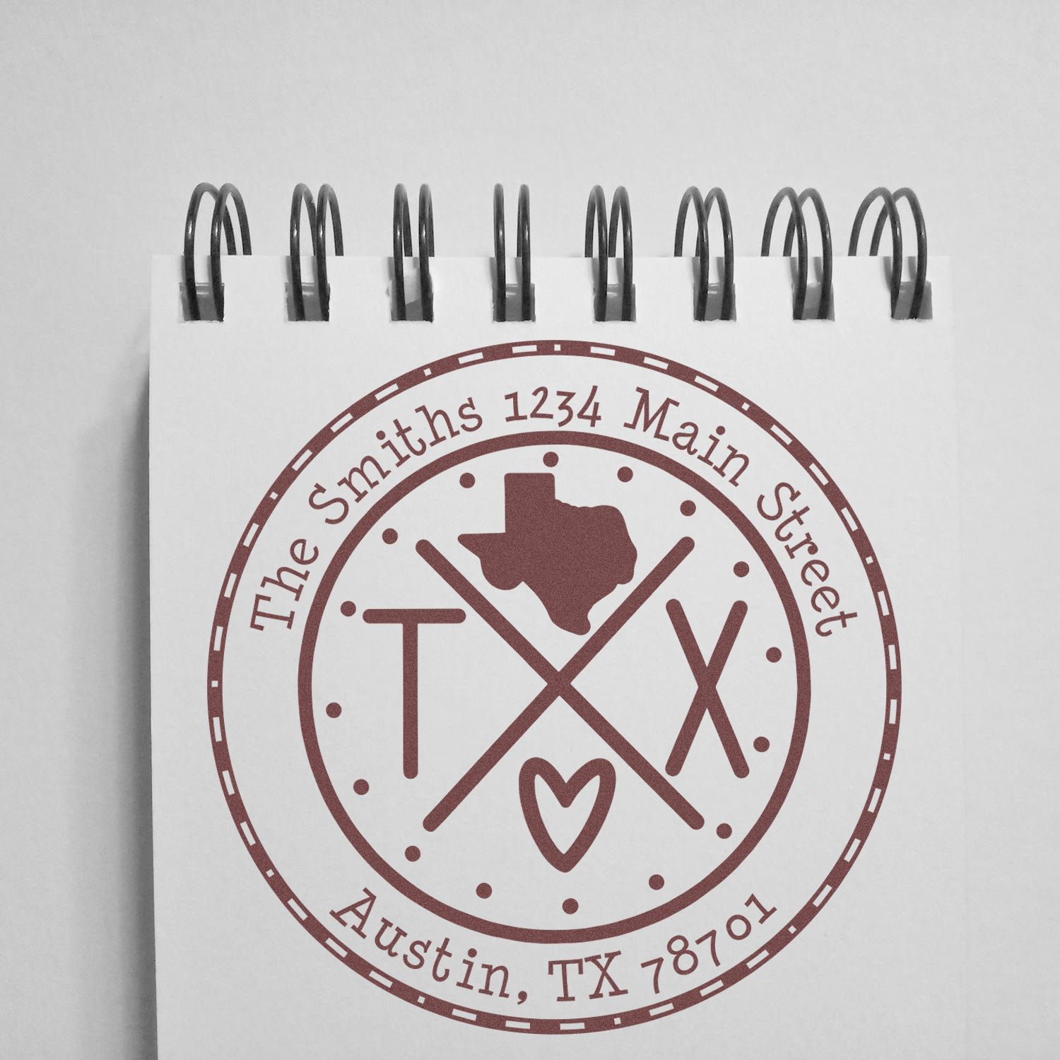 Wooden Handle Round Texas State Cross Custom-Made Mail Rubber Stamp