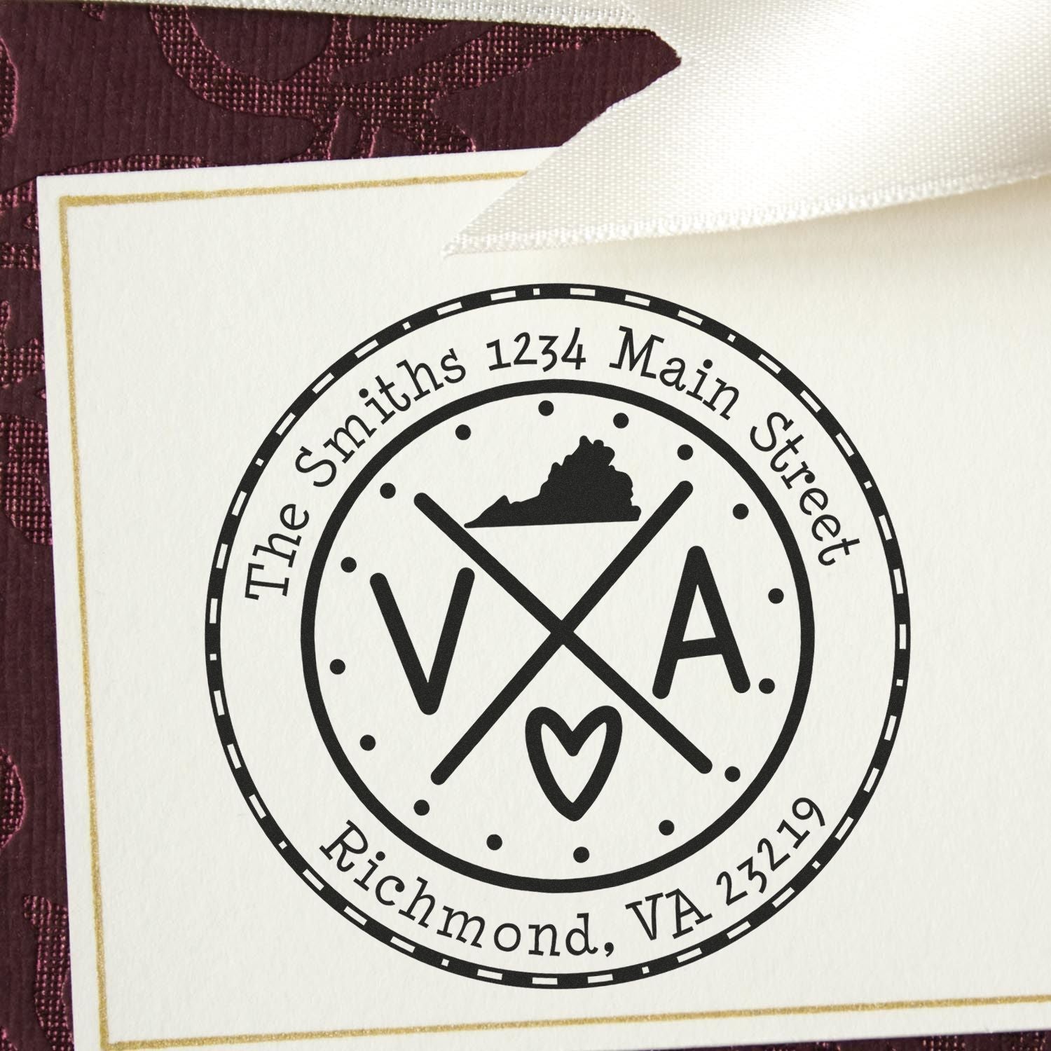 Slim Virginia State Cross Customizable Address Pre-Inked Stamp