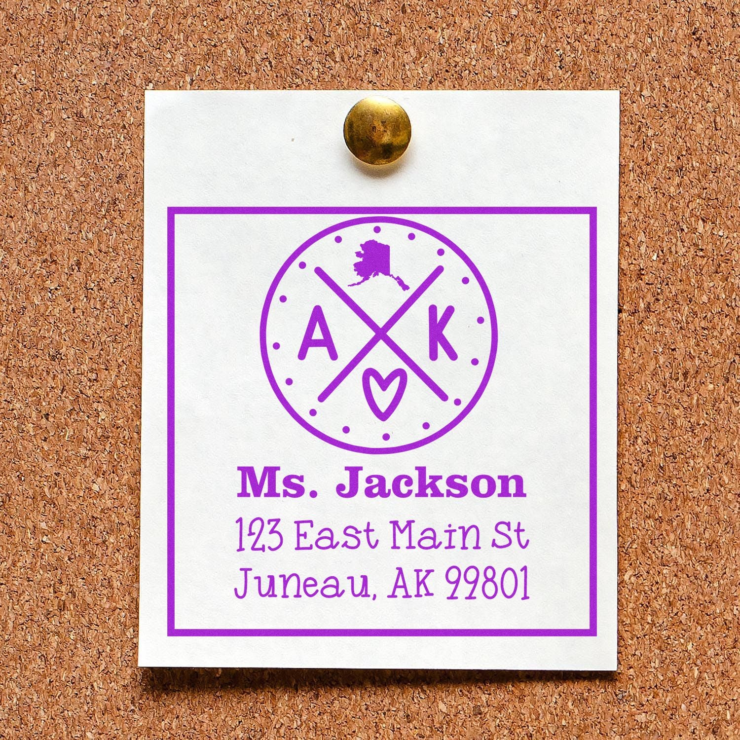 Self-Inking Alaska State Cross Customized Home Address for Envelopes Stamp