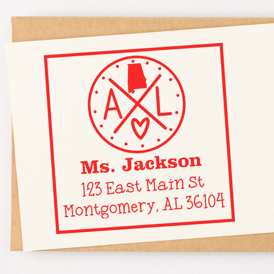 PSI Pre-Inked Alabama State Cross Customizable Address Stamper