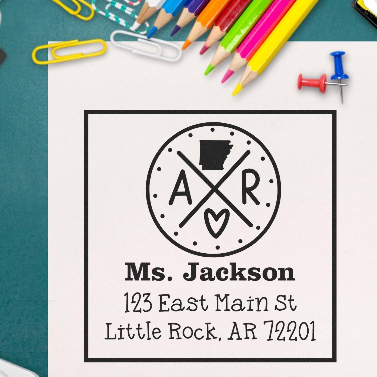 Self-Inking Arkansas State Cross Customized Home Address for Envelopes Rubber Stamp