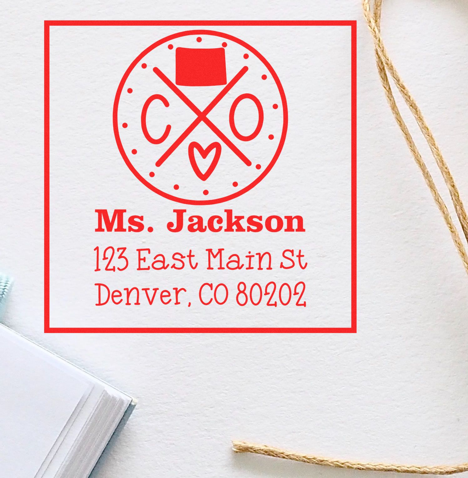 Wood Handle Colorado State Cross Customized Mail Address Rubber Stamp