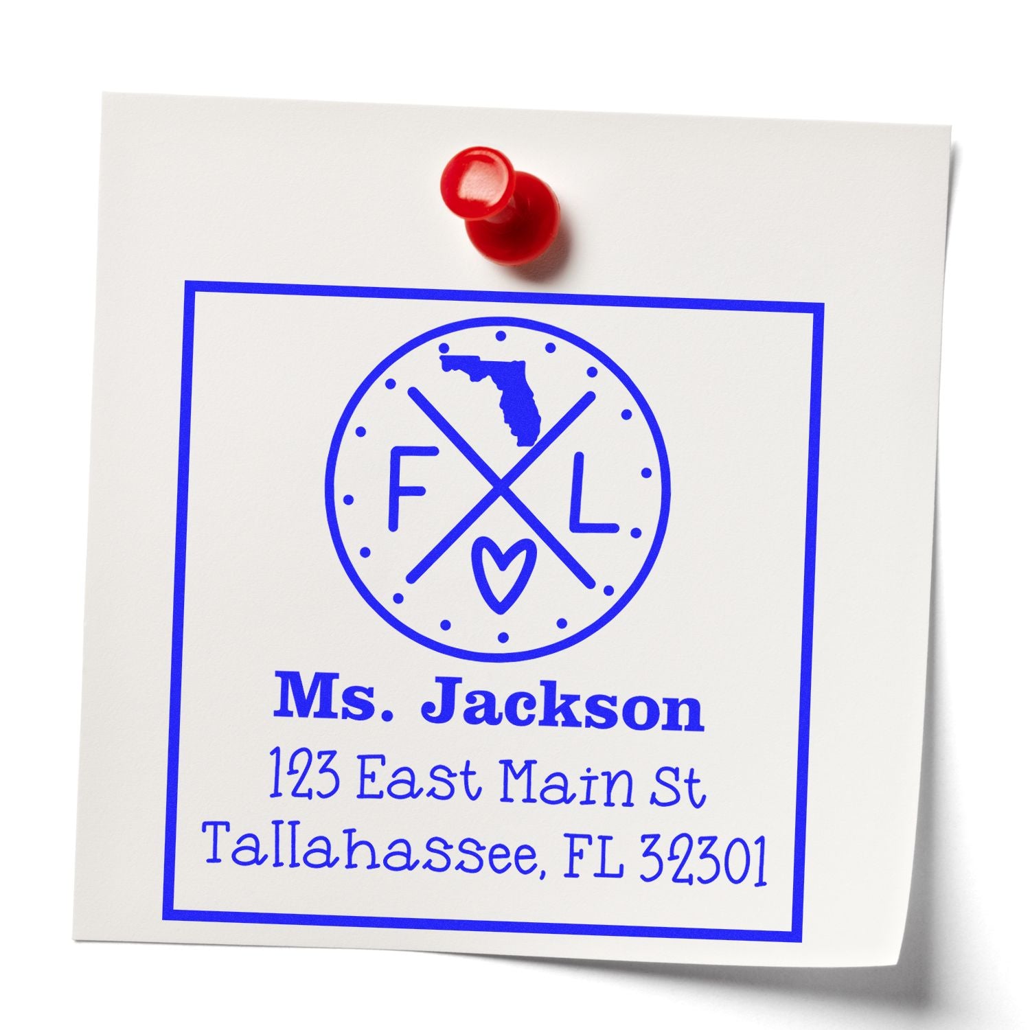 Wood Handle Florida State Cross Customized New Address Rubber Stamp