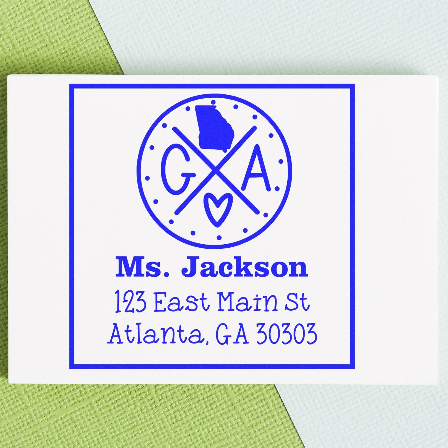 Wood Handle Georgia State Cross Customized Home Address for Envelopes Stamp