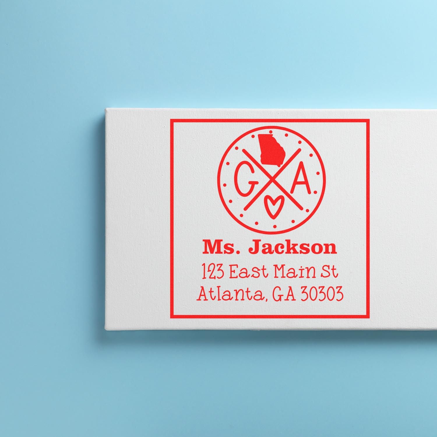 PSI Pre-Inked Georgia State Cross Customizable Mailing Stamper