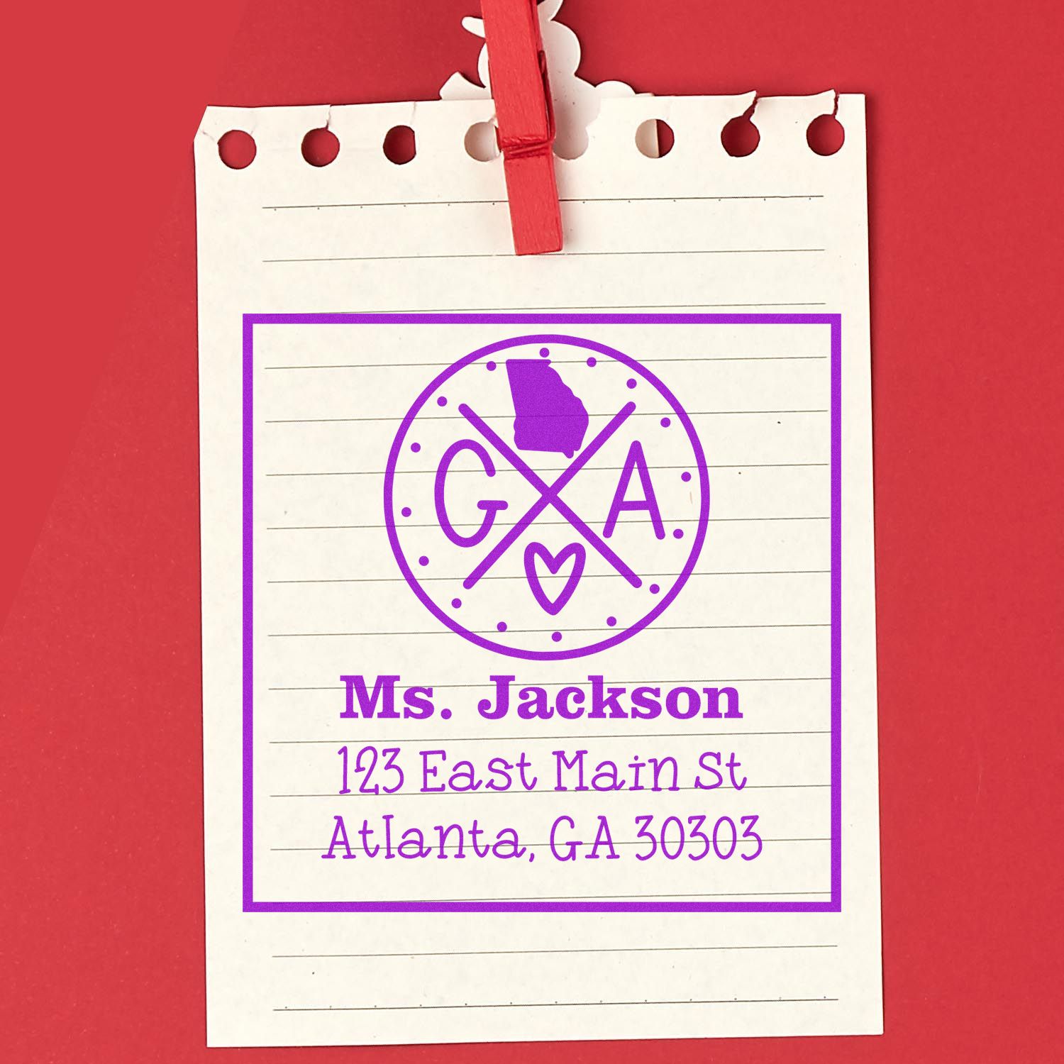 Self-Inking Georgia State Cross Customizable Address Rubber Stamp