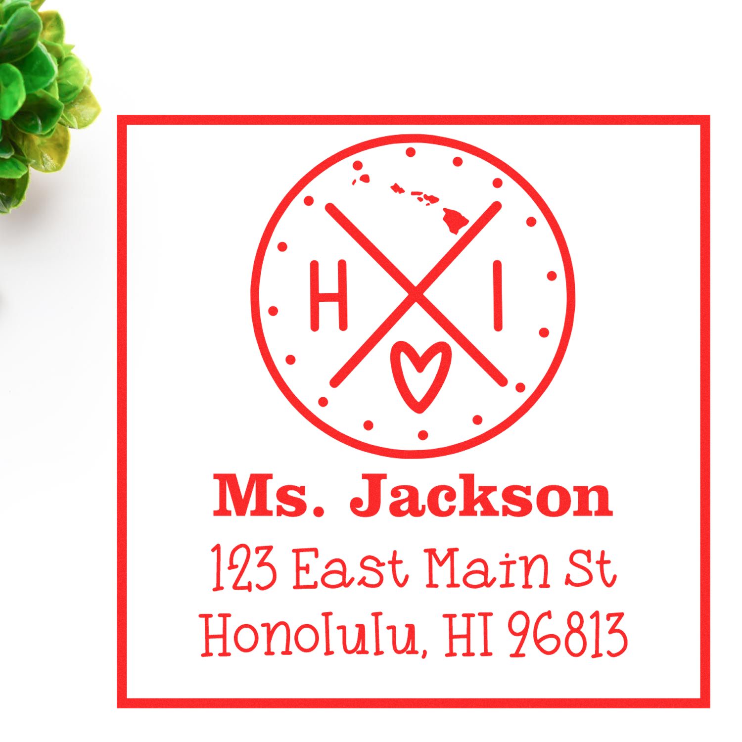 Wood Handle Hawaii State Cross Customized Home Address for Envelopes Stamper