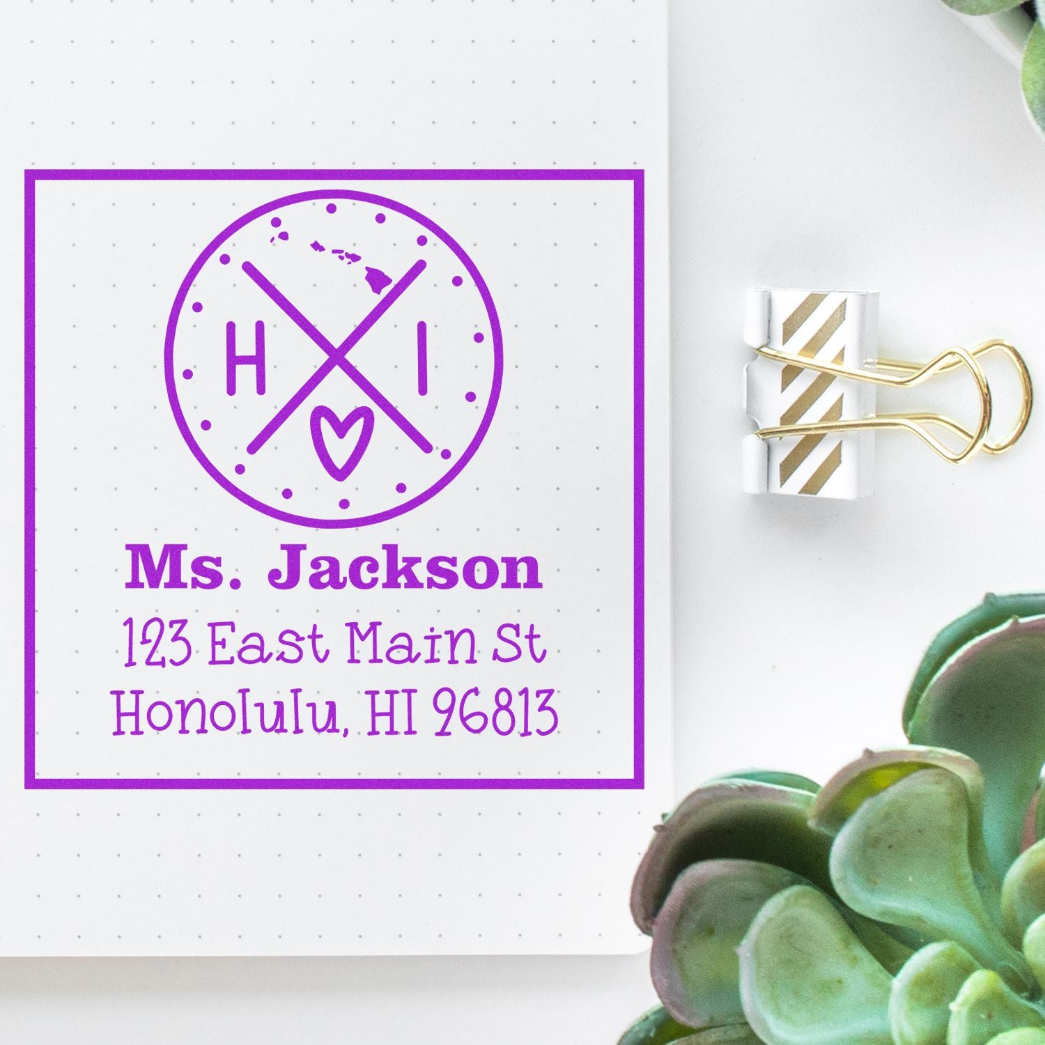 Self-Inking Hawaii State Cross Customizable Return Address Stamp