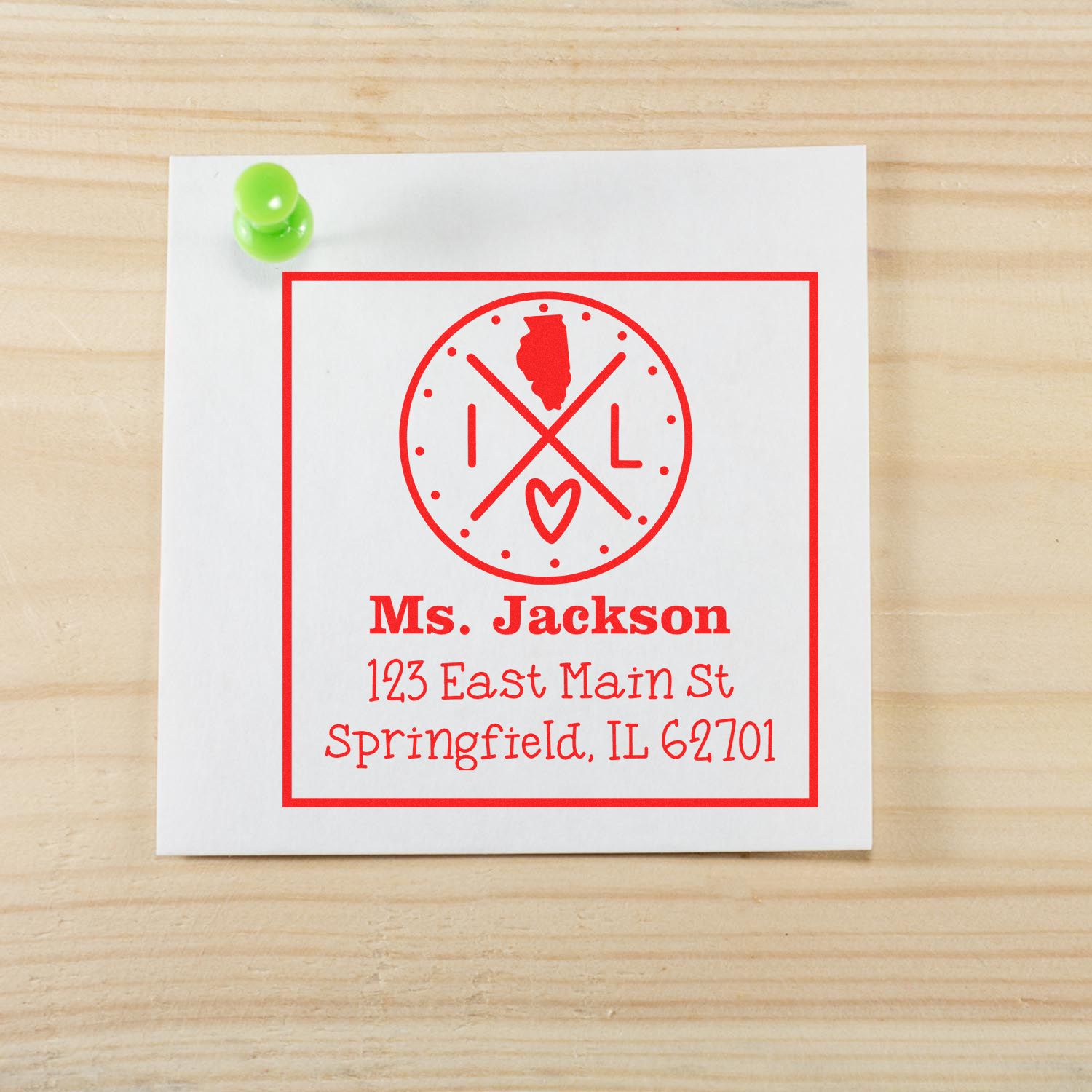 Slim Illinois State Cross Customizable Address Return Stamp