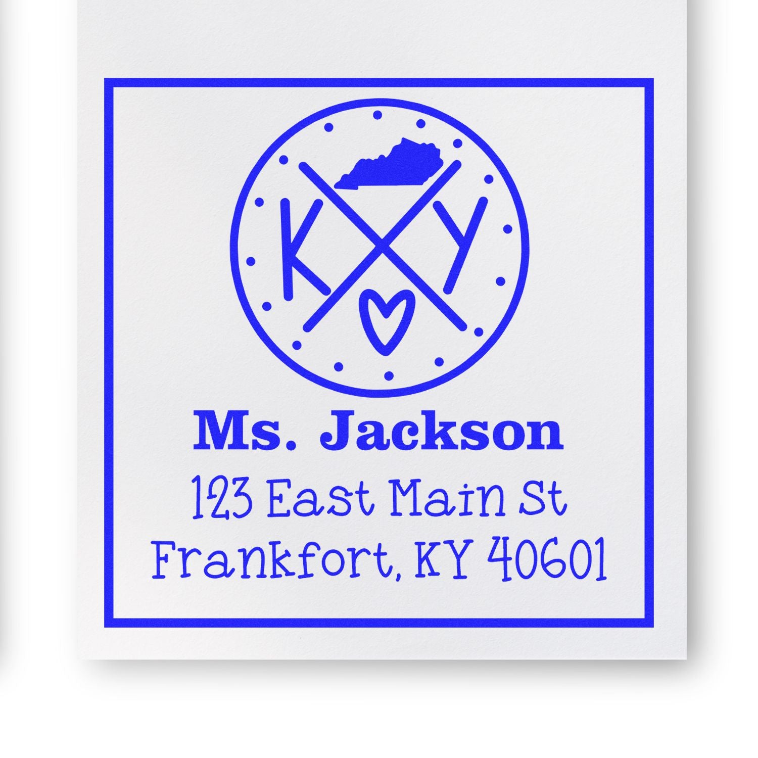 Slim Kentucky State Cross Customizable Mailing Address Stamper