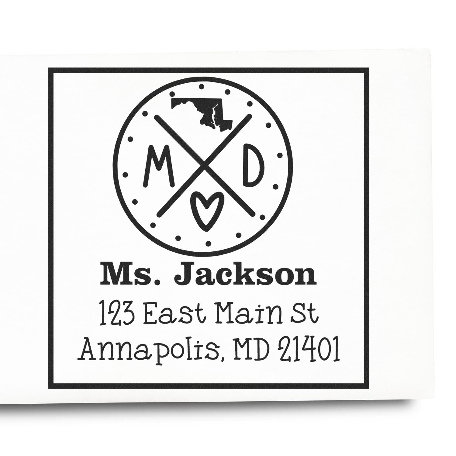 Wood Handle Maryland State Cross Customizable Return Address Stamper