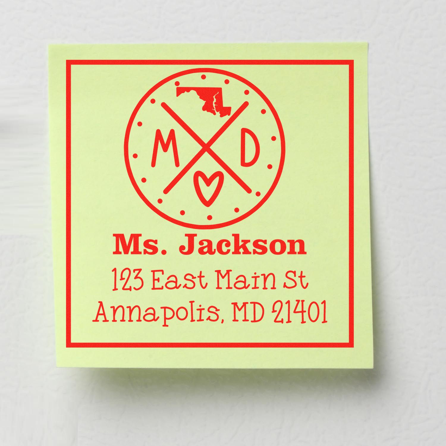 Wood Handle Maryland State Cross Customizable Return Address Stamper