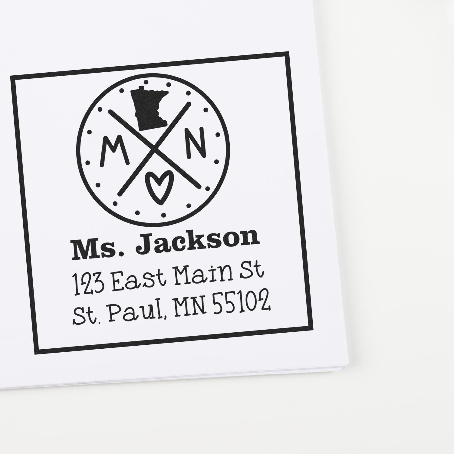 PSI Pre-Inked Minnesota State Cross Customizable Address Return Rubber Stamp