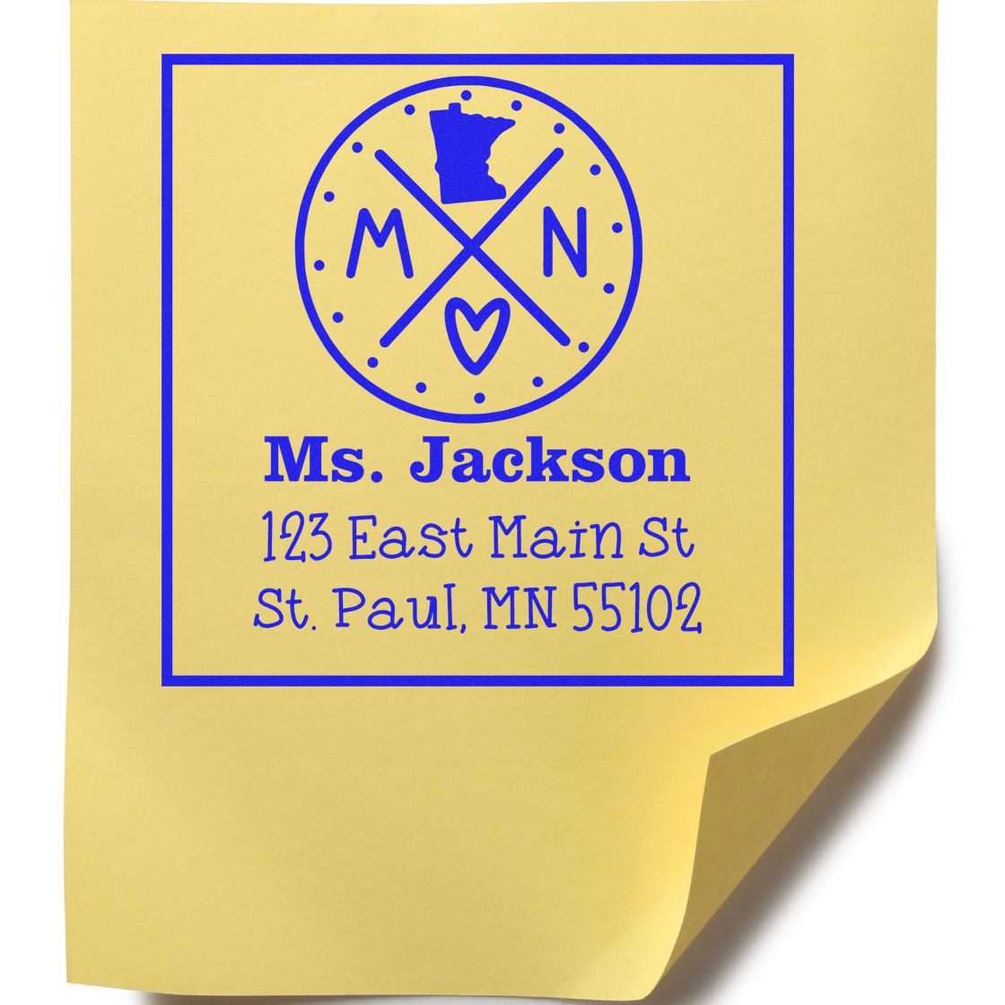 Wood Handle Minnesota State Cross Customizable Name and Address Stamper