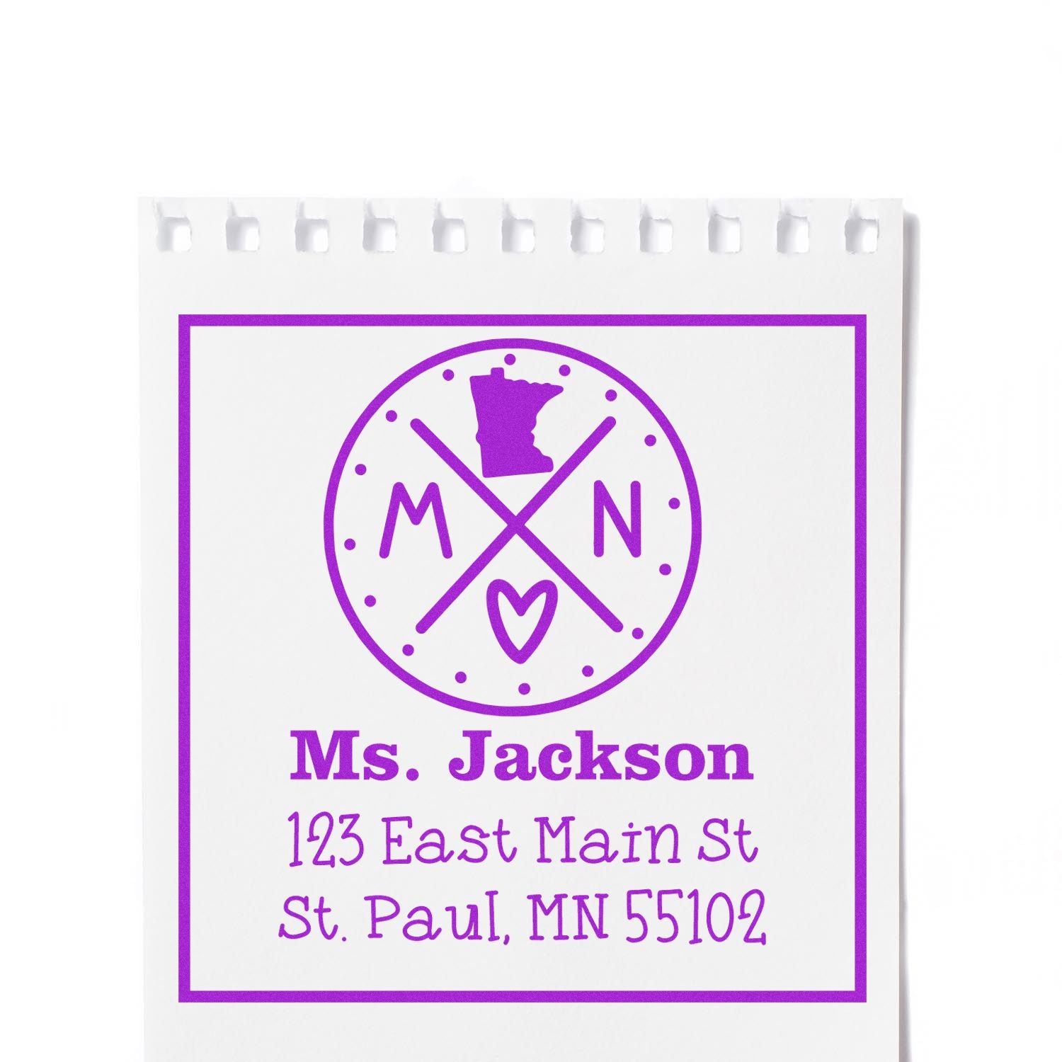 Slim Minnesota State Cross Customizable New Address Stamper