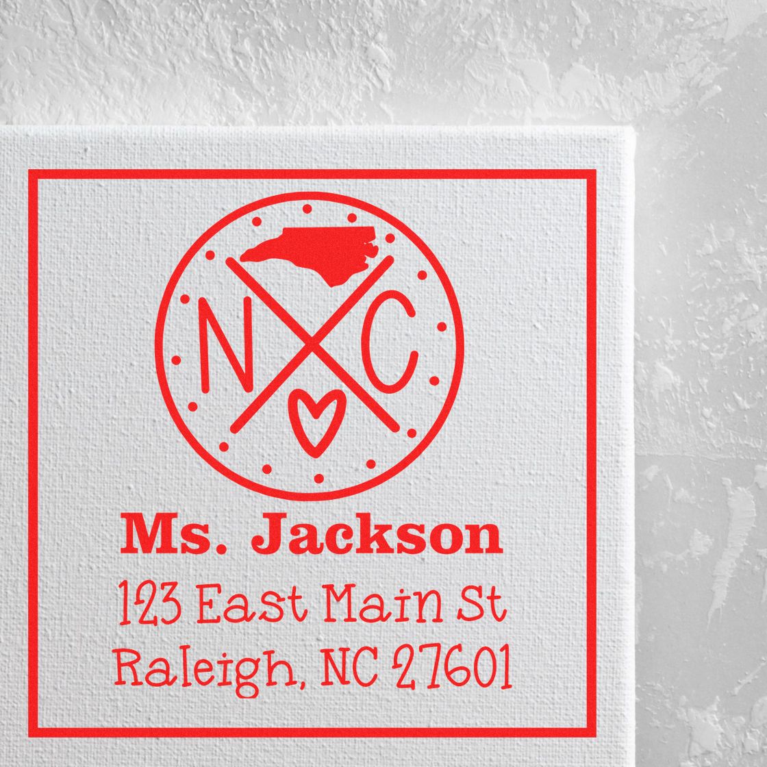 PSI Pre-Inked North Carolina State Cross Customizable Home Address for Envelopes Stamp