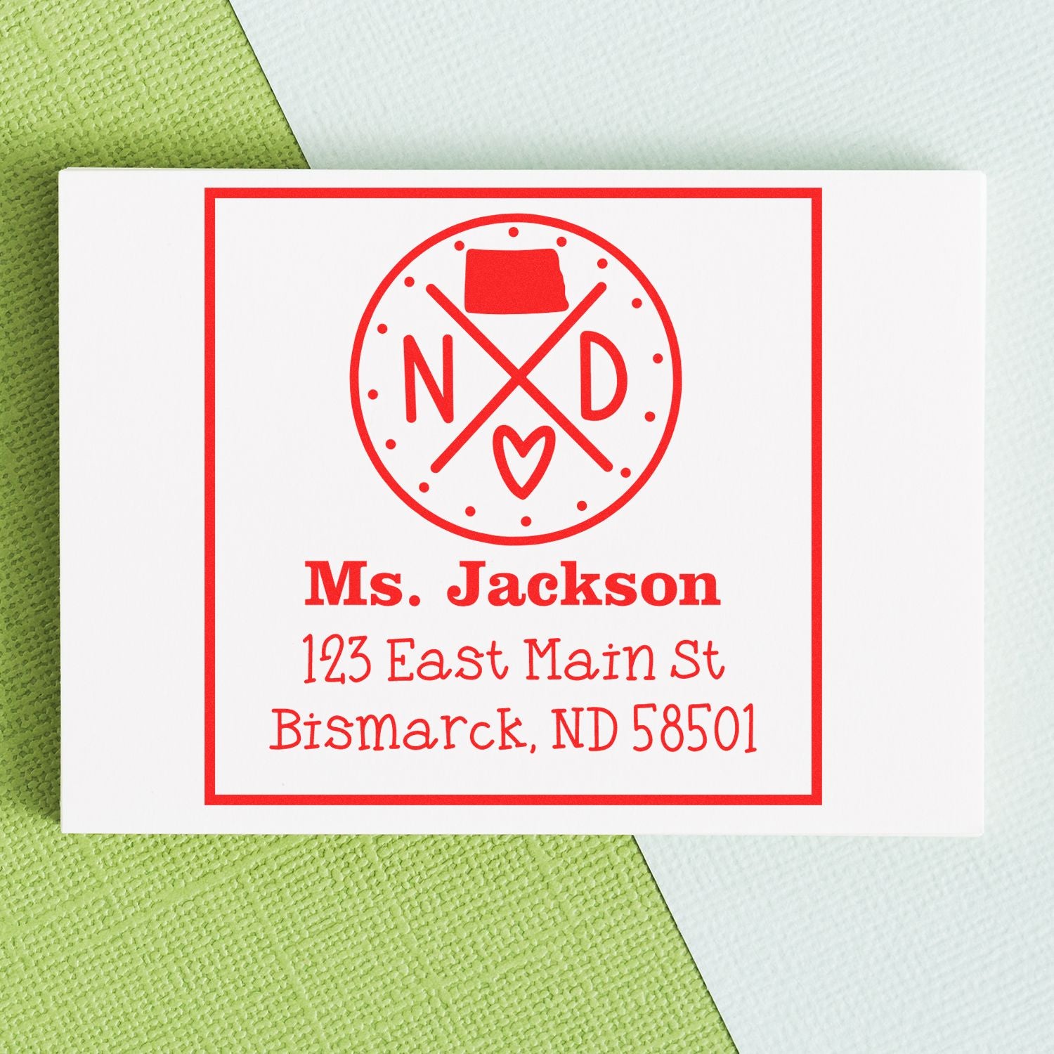 Self-Inking North Dakota State Cross Customizable Mailing Address Rubber Stamp