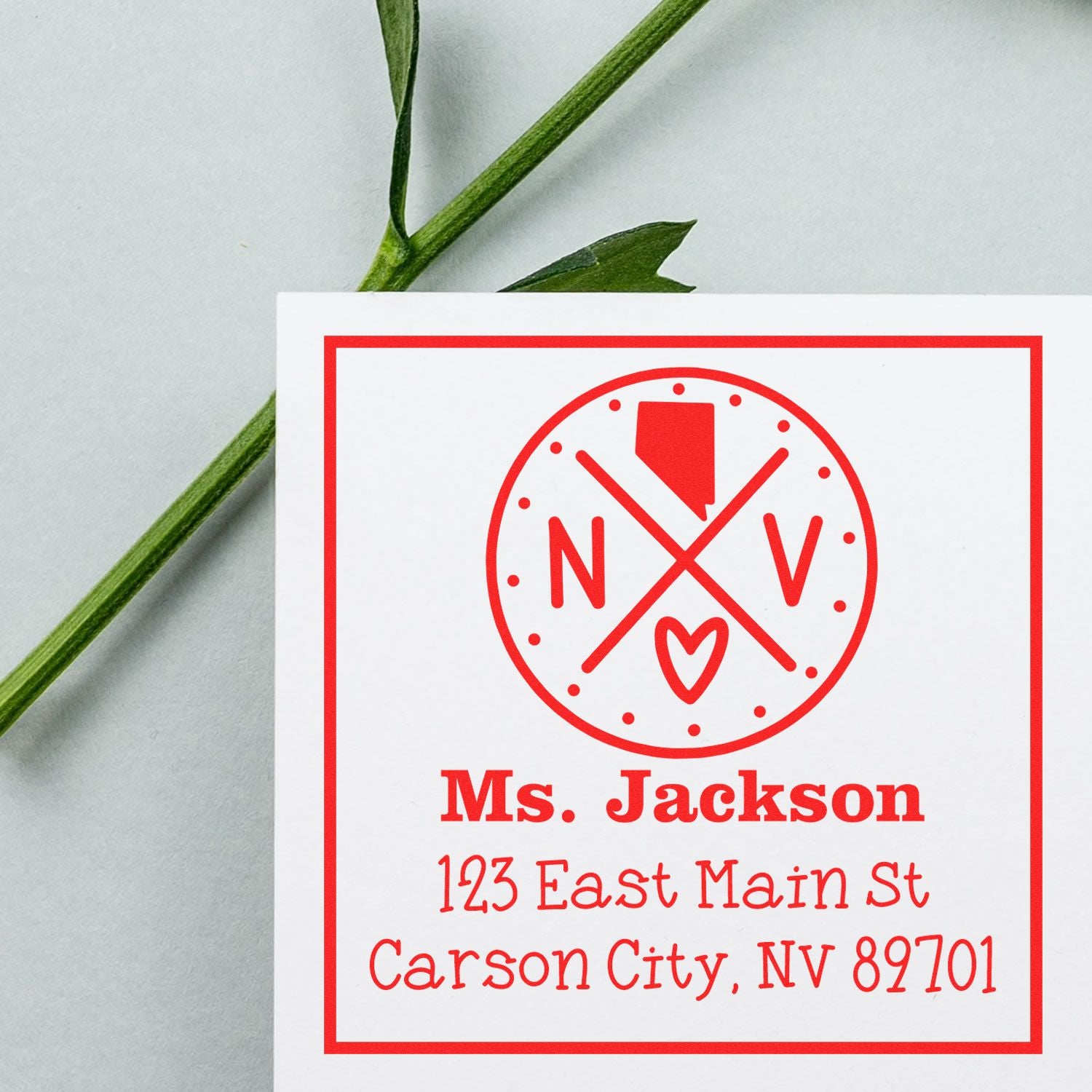 PSI Pre-Inked Nevada State Cross Customizable Mail Address Stamper