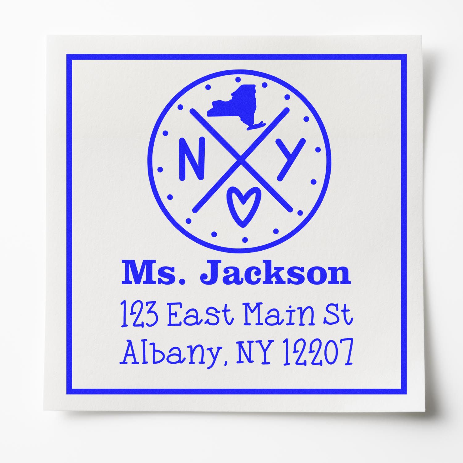 PSI Pre-Inked New York State Cross Customizable New Address Rubber Stamp