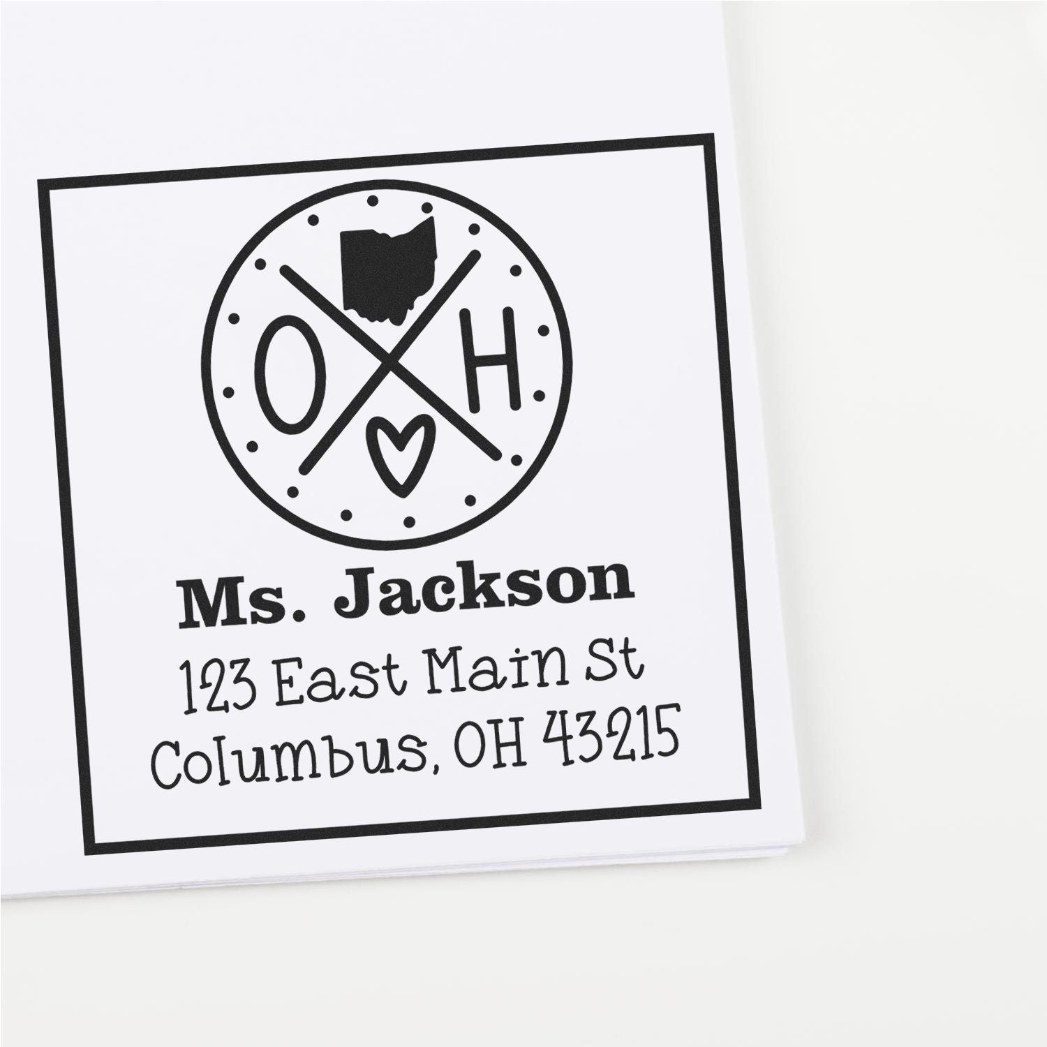 Self-Inking Ohio State Cross Customizable Mail Address Stamp