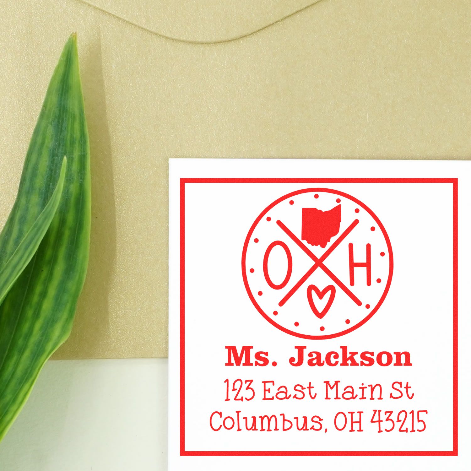 Self-Inking Ohio State Cross Customizable Mail Address Stamp