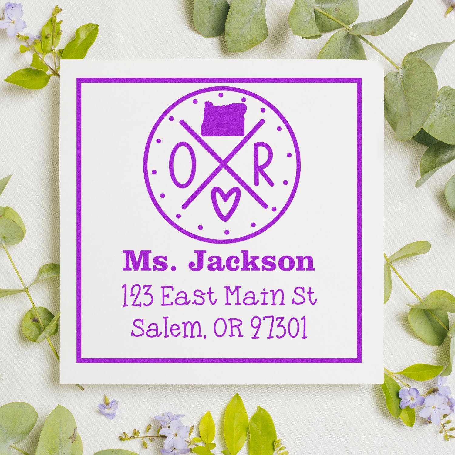 Self-Inking Oregon State Cross Customizable Mail Address Rubber Stamp