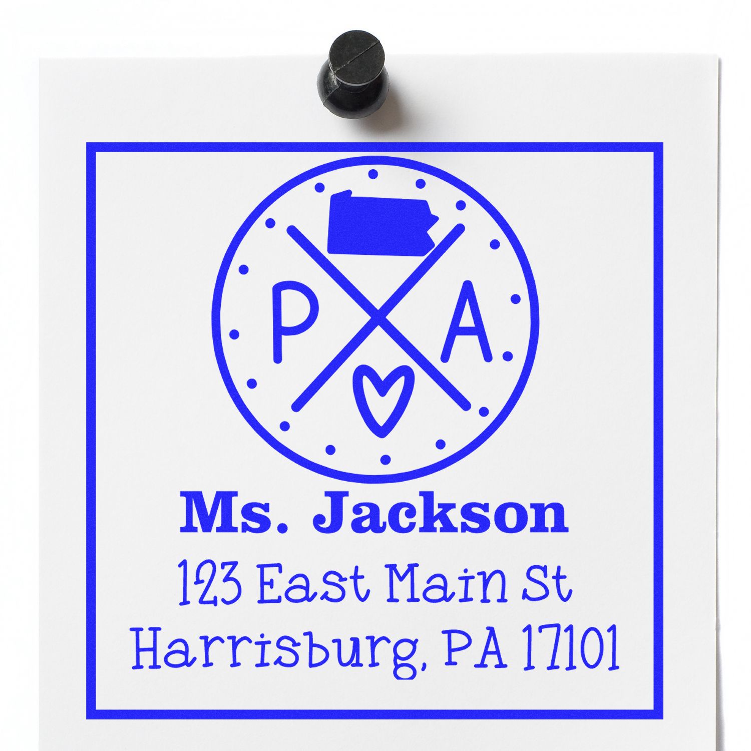 Self-Inking Pennsylvania State Cross Customizable New Address Stamp