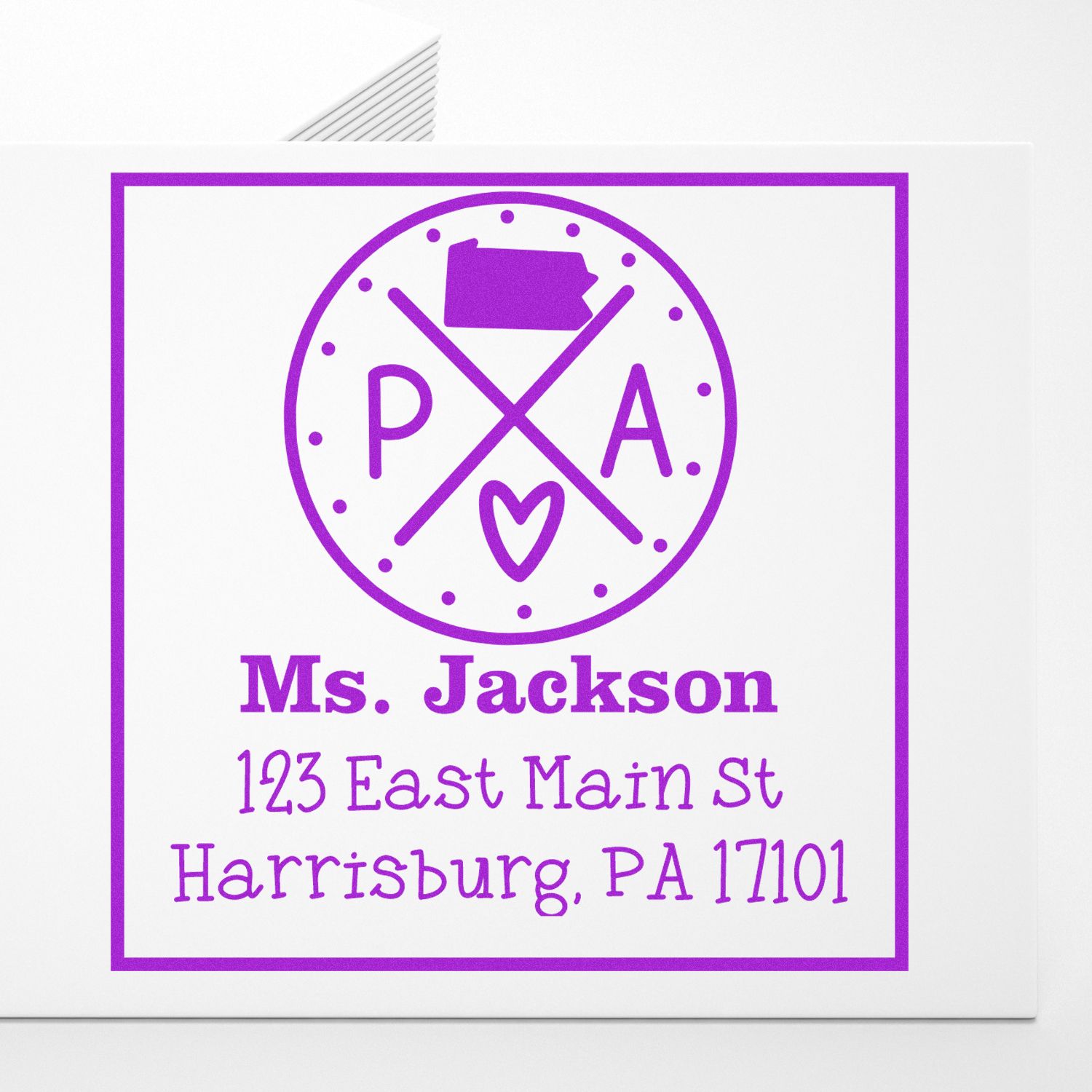 Self-Inking Pennsylvania State Cross Customizable New Address Stamp