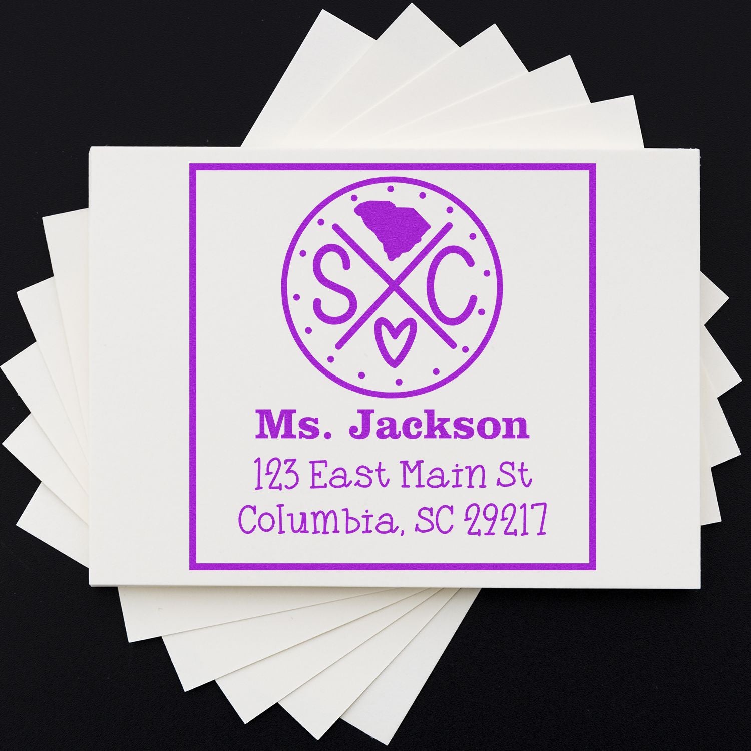 Self-Inking South Carolina State Cross Customizable New Address Rubber Stamp