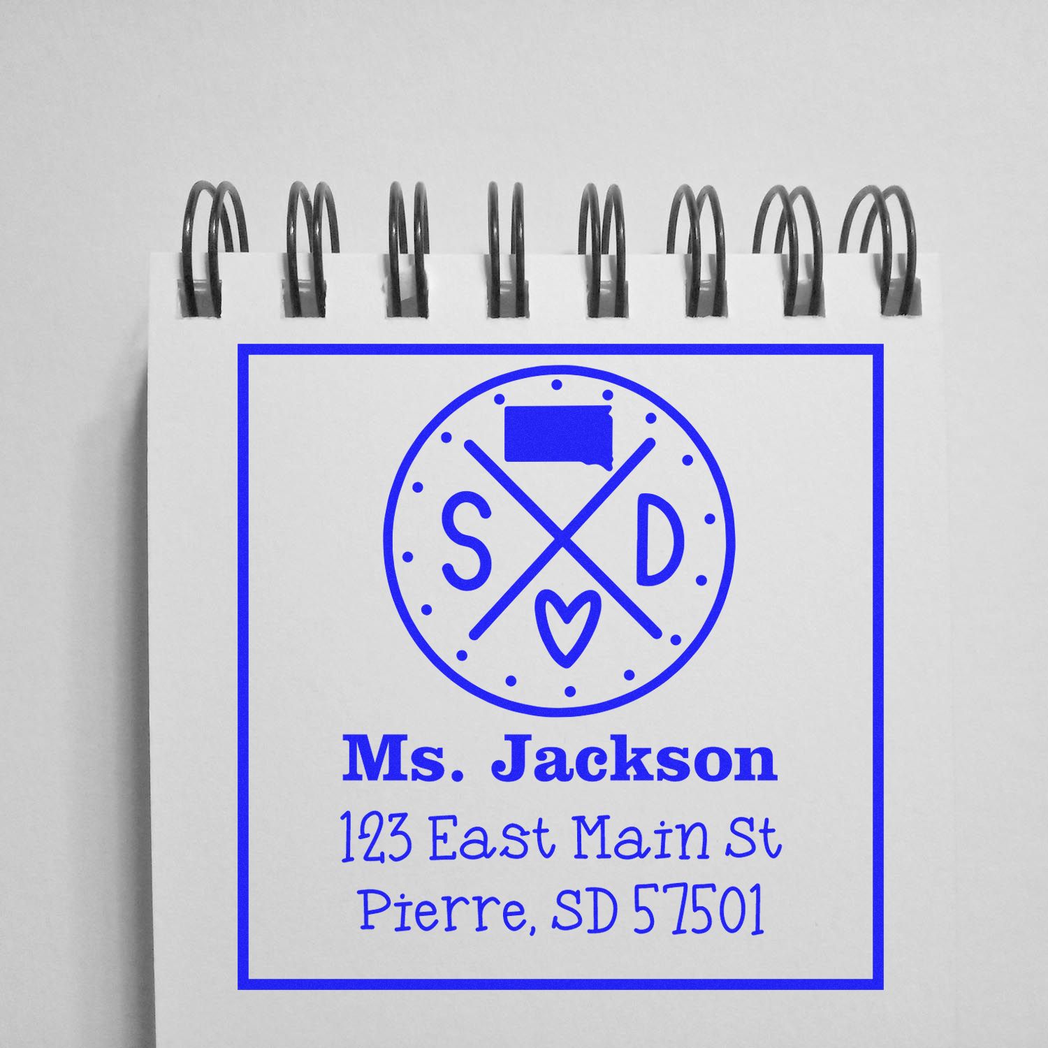 PSI Pre-Inked South Dakota State Cross Custom-Made Address Rubber Stamp