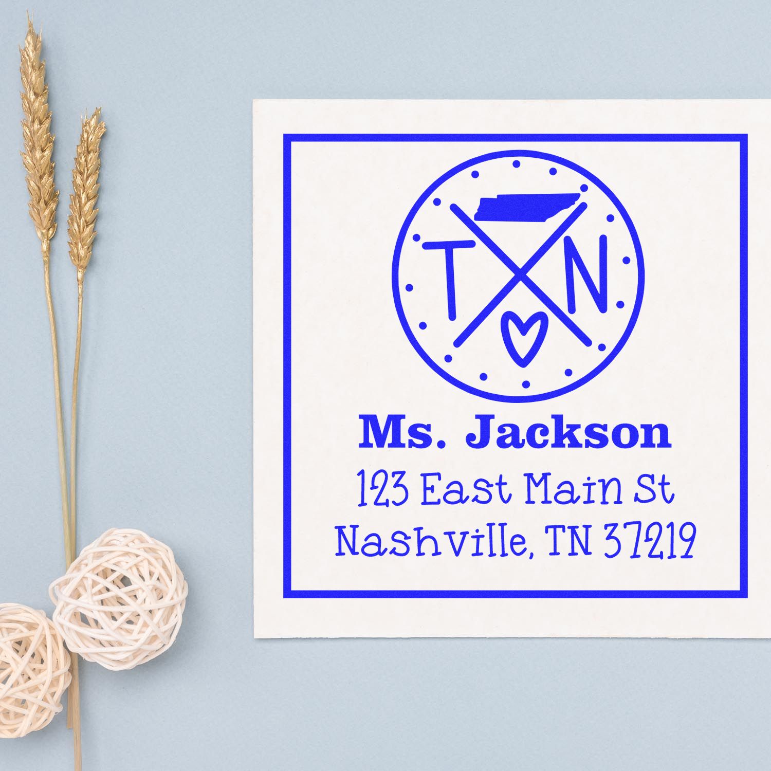 Slim Tennessee State Cross Custom-Made Mailing Pre-Inked Stamp