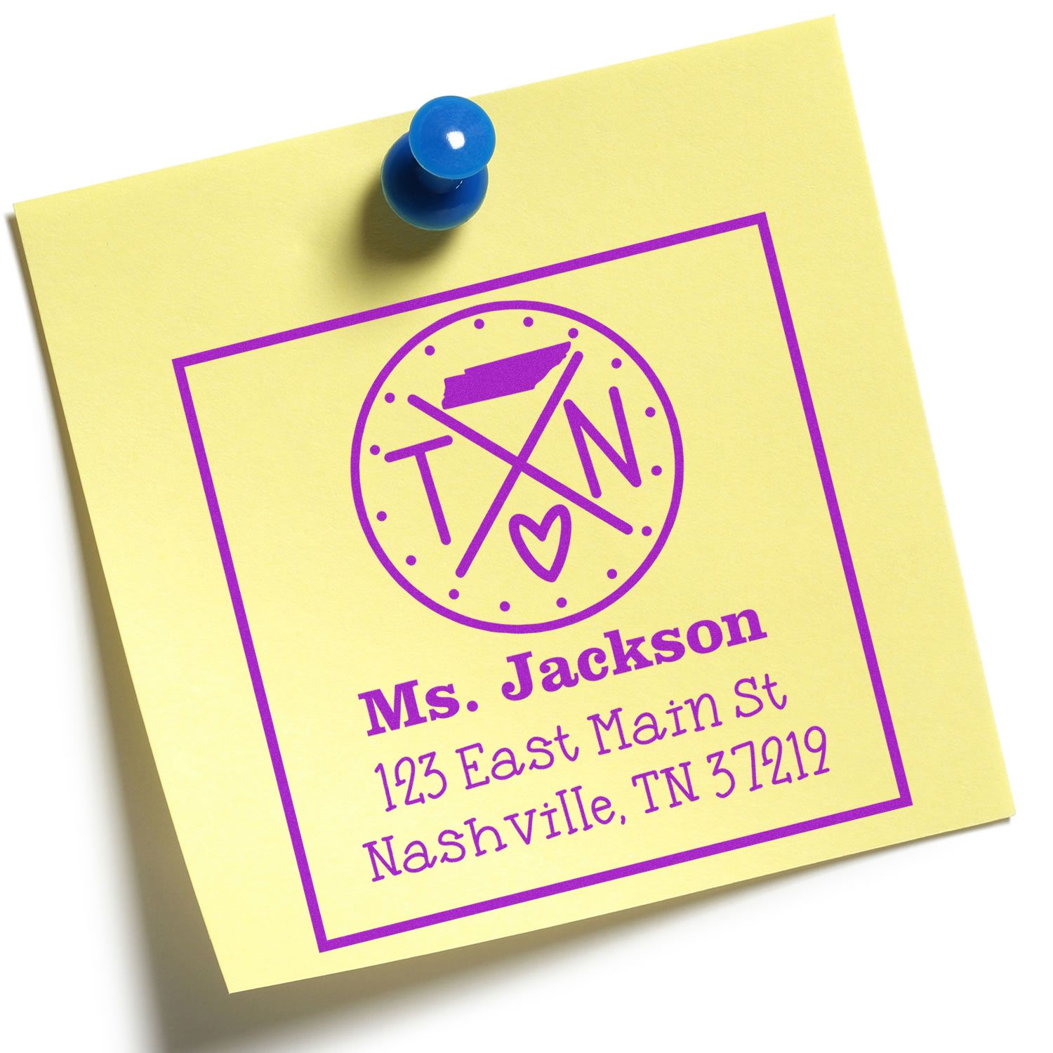 Wood Handle Tennessee State Cross Customizable Mailing Address Rubber Stamp