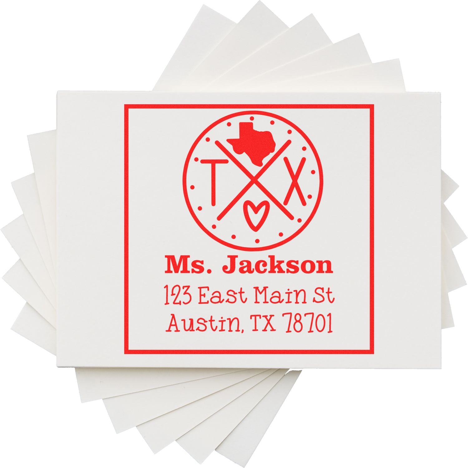 Wood Handle Texas State Cross Customizable Mail Address Stamp