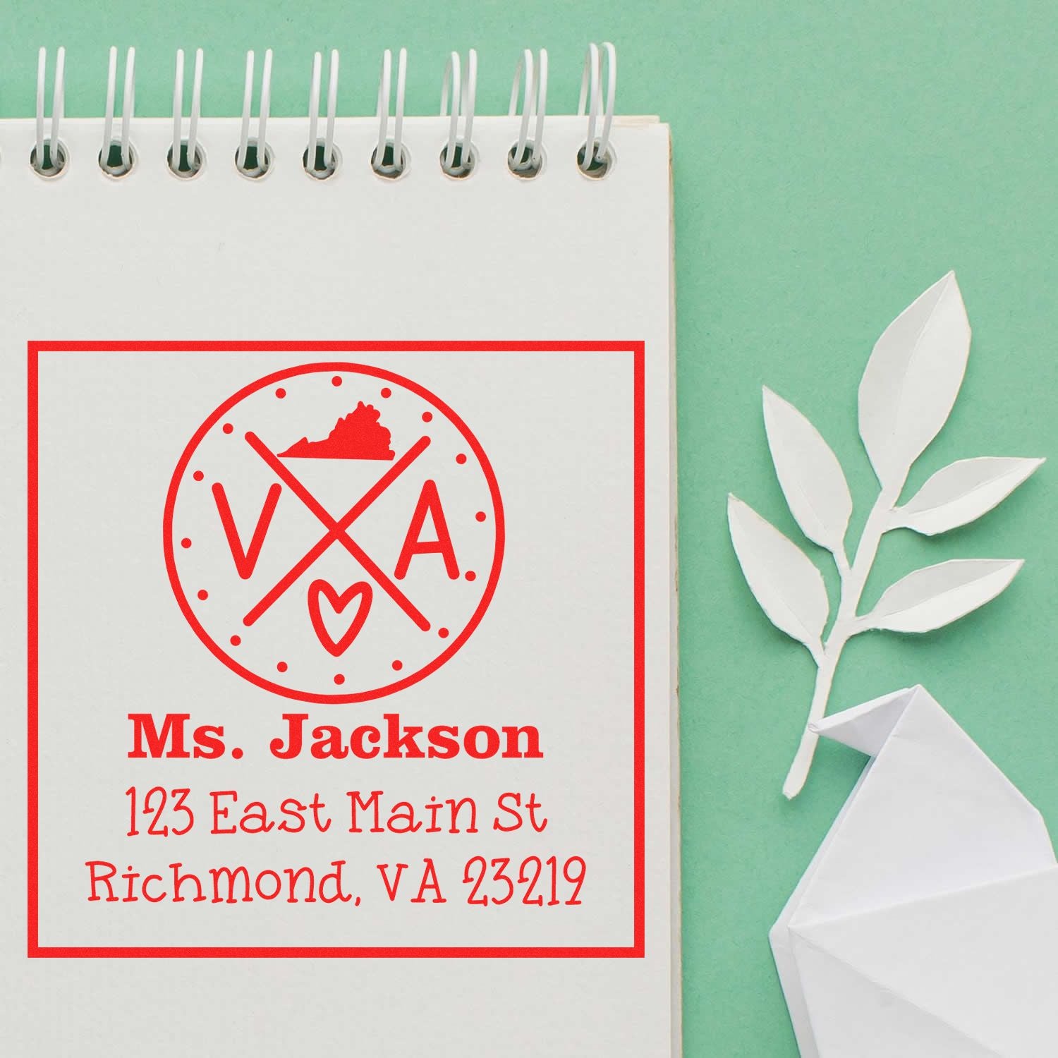 Self-Inking Virginia State Cross Customizable Address Label Rubber Stamp