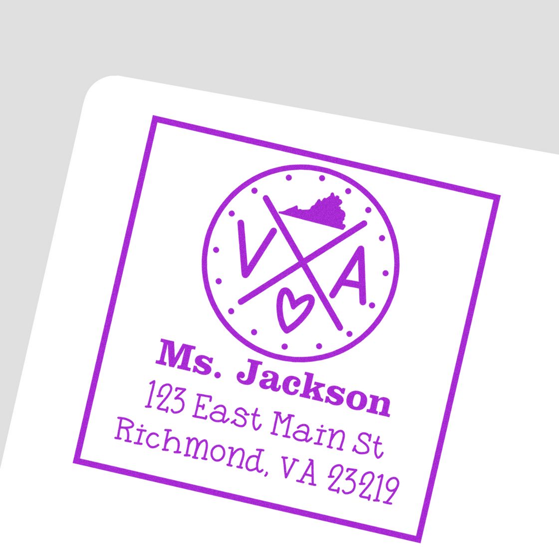 Self-Inking Virginia State Cross Customizable Address Label Rubber Stamp