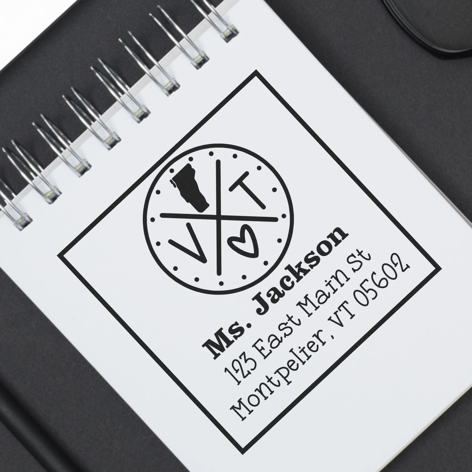 Self-Inking Vermont State Cross Customizable Address Label Stamper