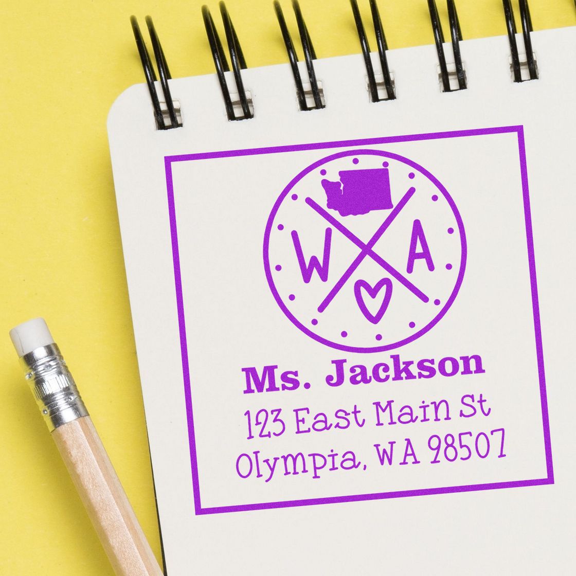 Self-Inking Washington State Cross Custom-Made Address Stamp