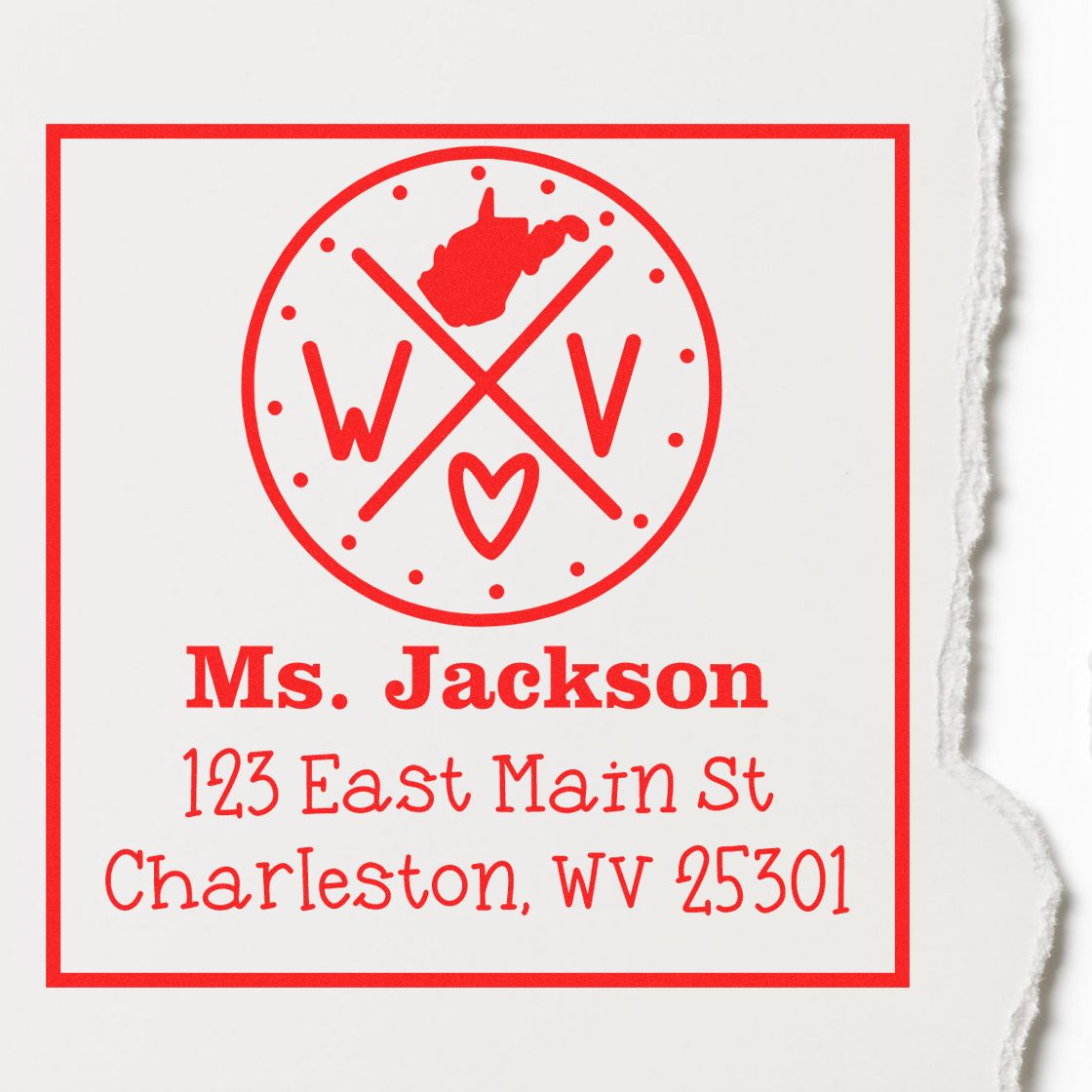 Self-Inking West Virginia State Cross Custom-Made Address Stamper