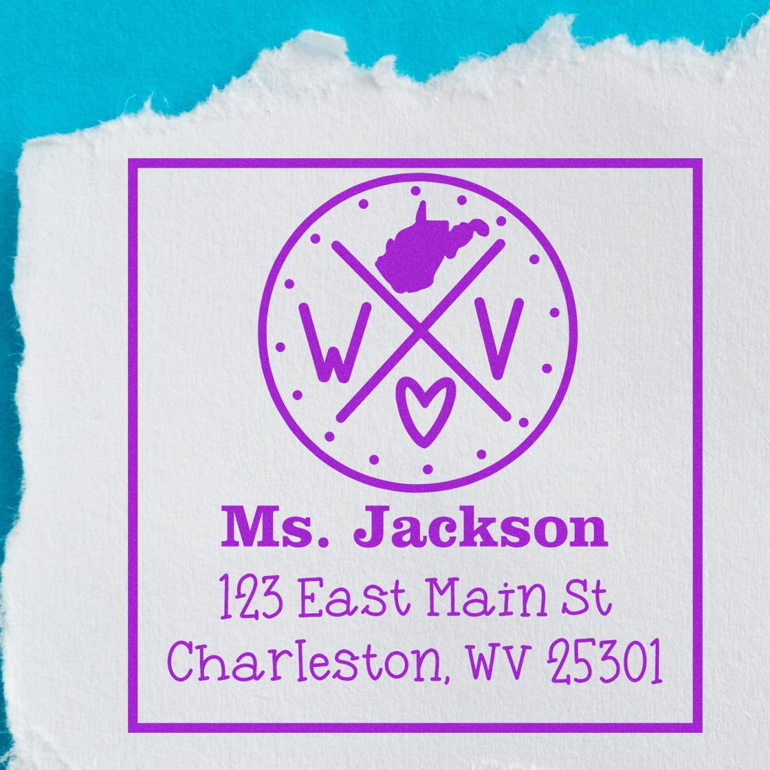 Self-Inking West Virginia State Cross Custom-Made Address Stamper