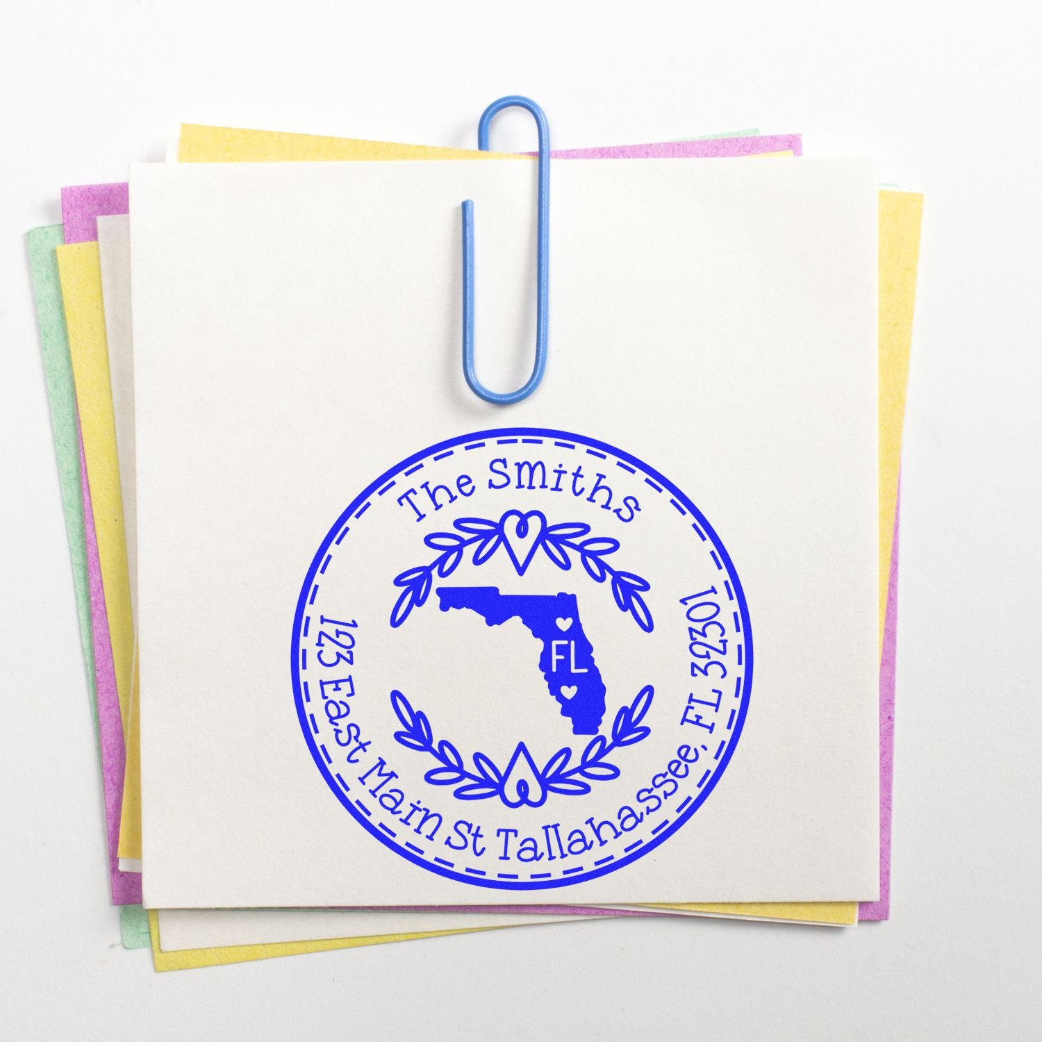 Slim Florida State Wreath Customizable Mail Pre-Inked Stamp