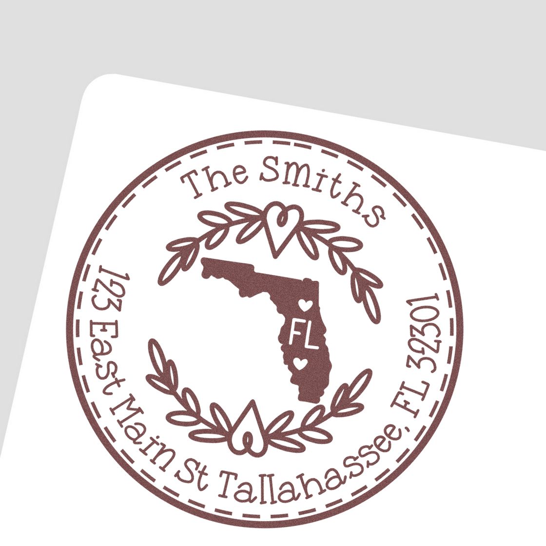 Slim Florida State Wreath Customizable Mail Pre-Inked Stamp