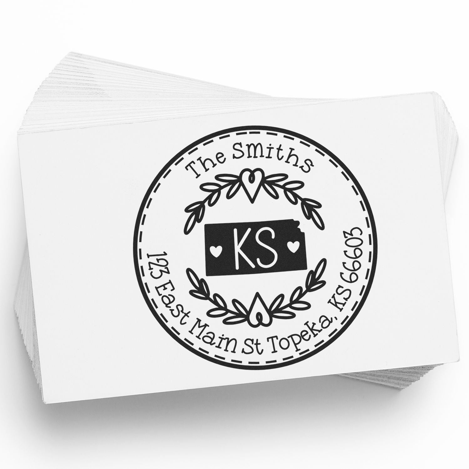 Round PSI Kansas State Wreath Customized Mail Stamp