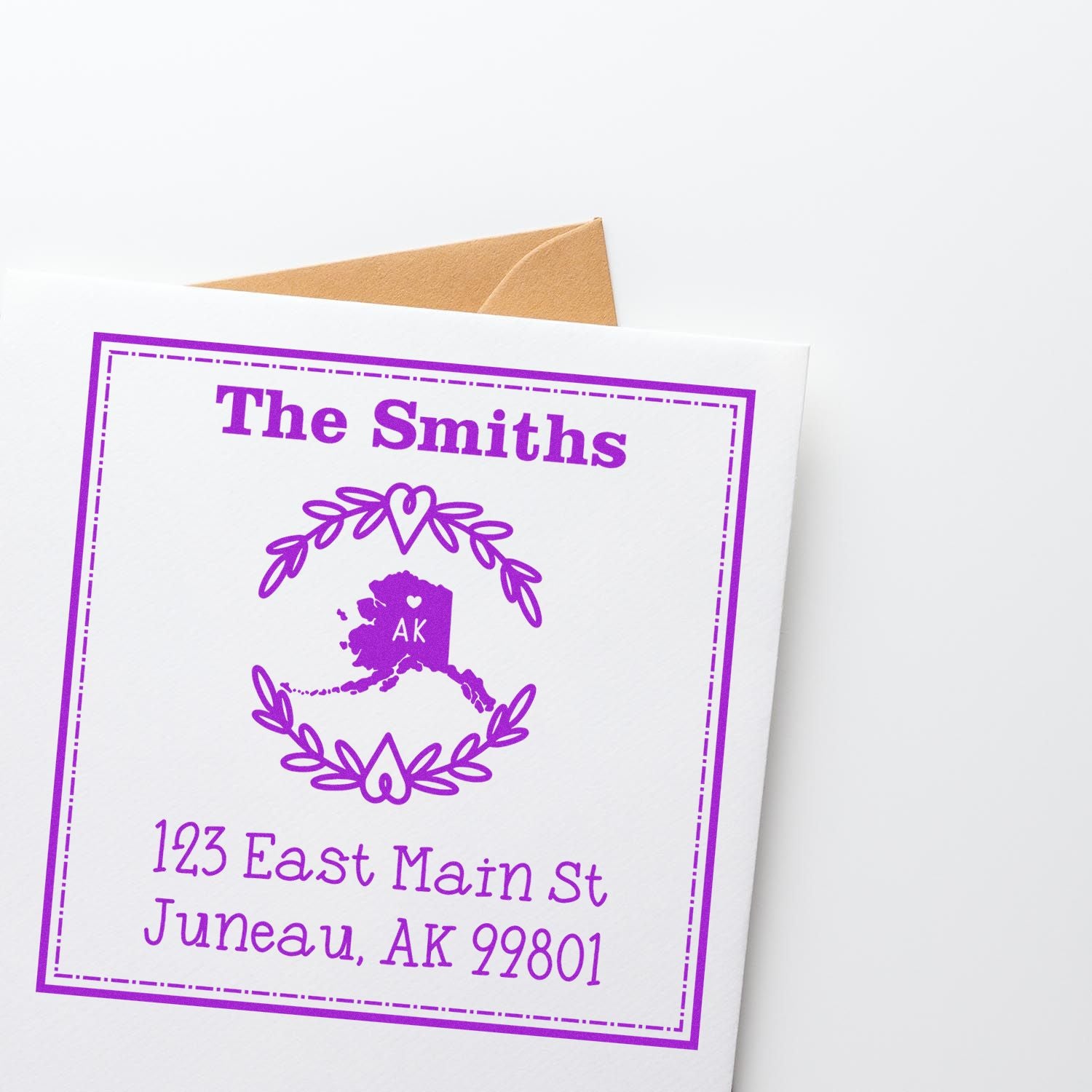 Slim Alaska State Wreath Custom-Made Address Return Stamper