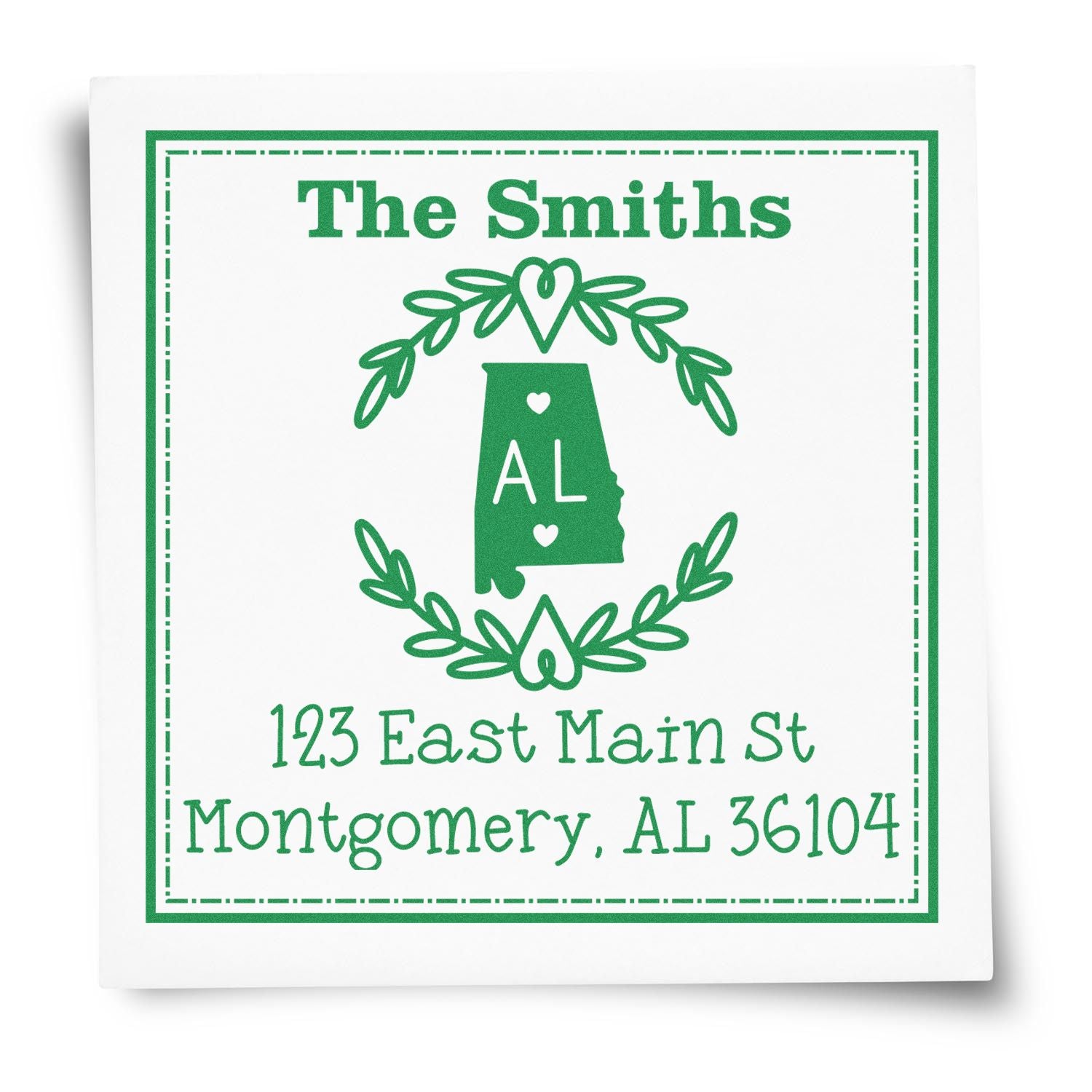 Self-Inking Alabama State Wreath Custom-Made Return Address Rubber Stamp