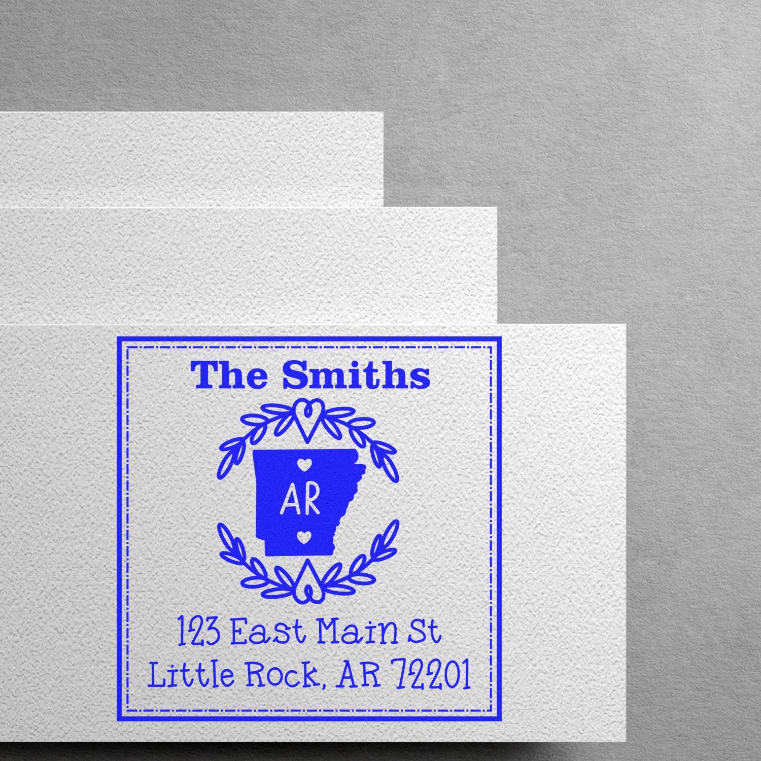 Self-Inking Arkansas State Wreath Custom-Made Name and Address Rubber Stamp