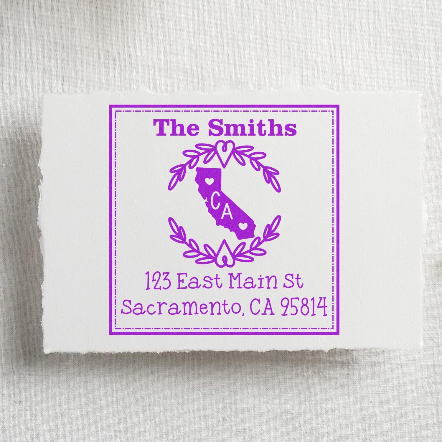 PSI Pre-Inked California State Wreath Custom-Made Home Address Rubber Stamp