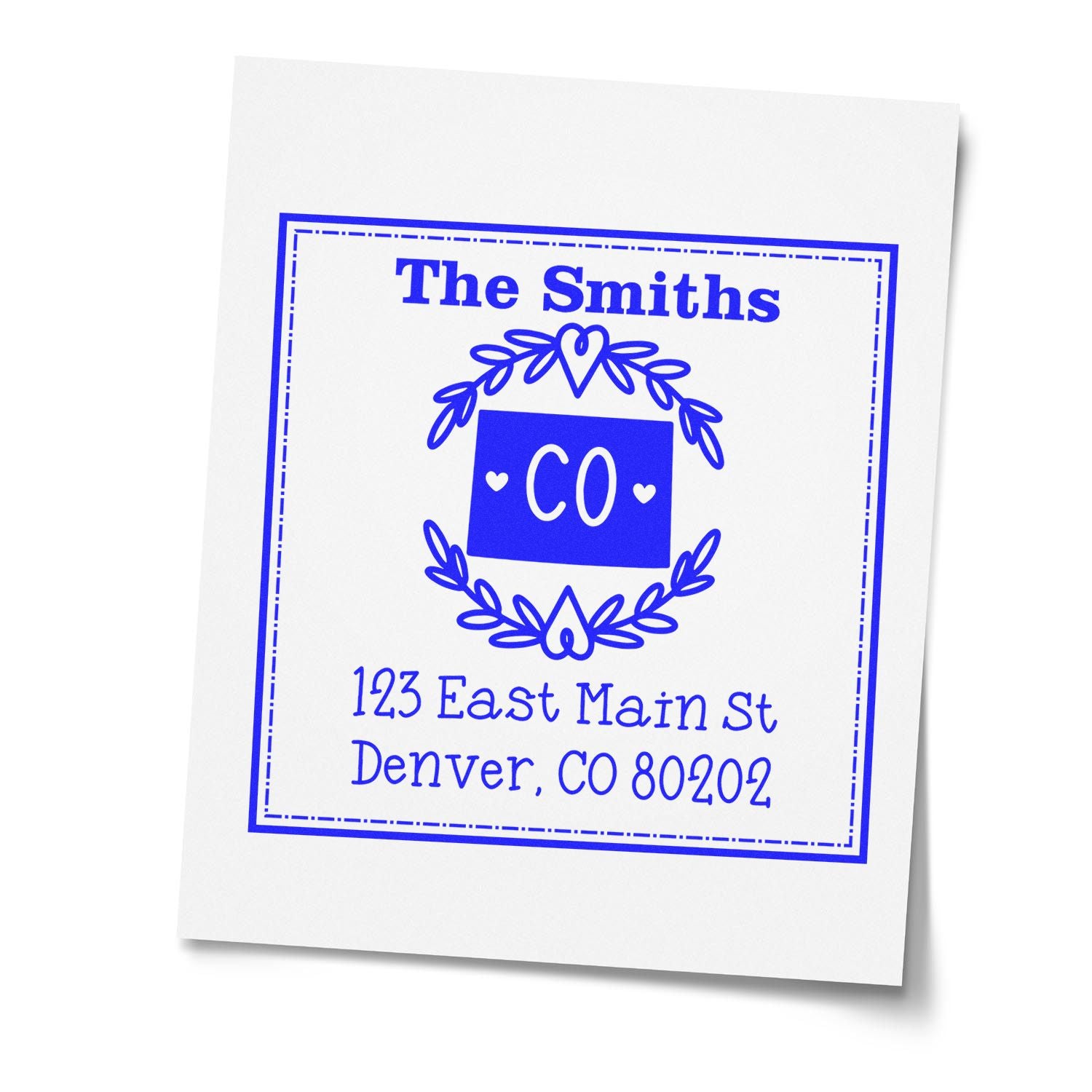 Slim Colorado State Wreath Custom-Made Mailing Address Pre-Inked Stamp