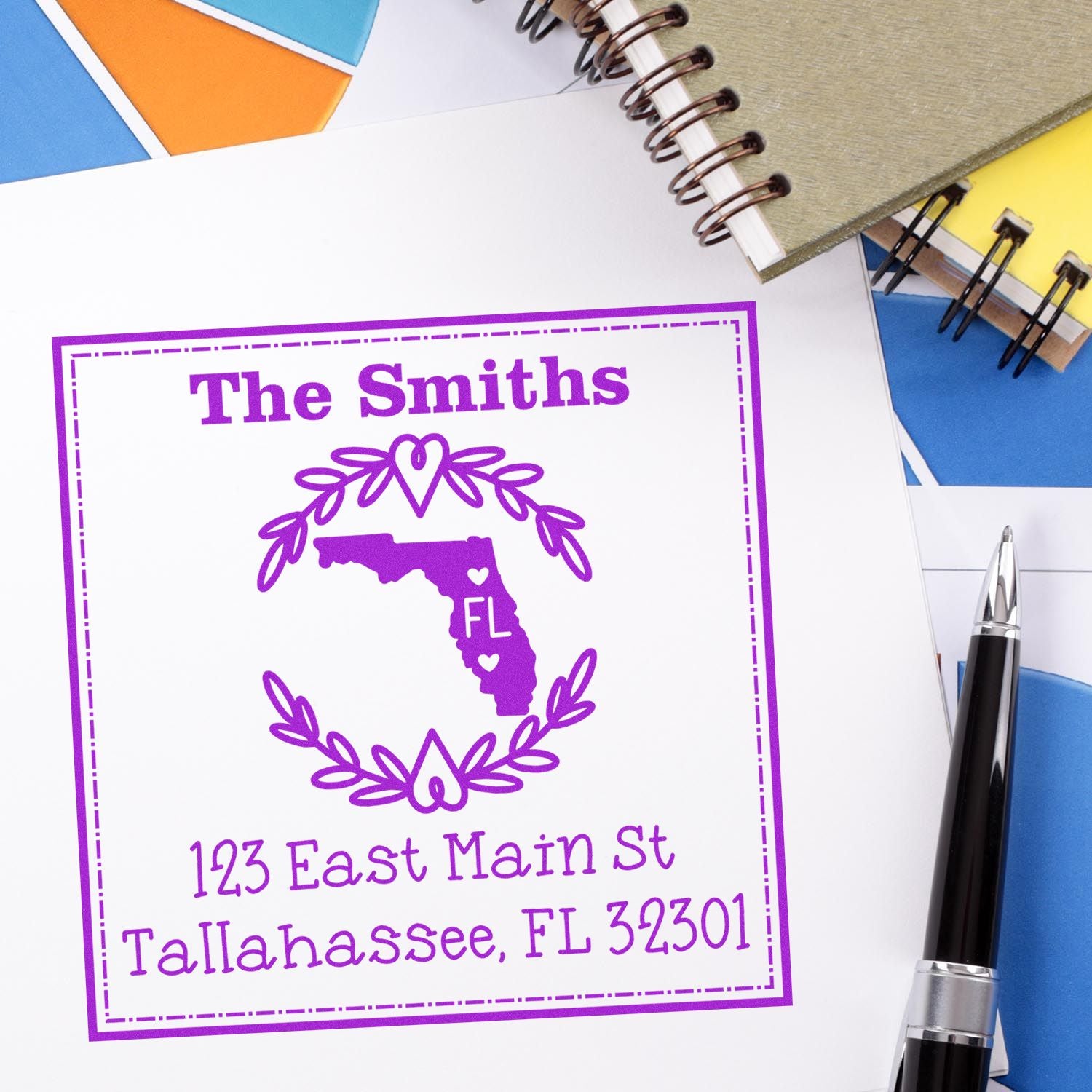 Self-Inking Florida State Wreath Custom-Made Mail Stamper